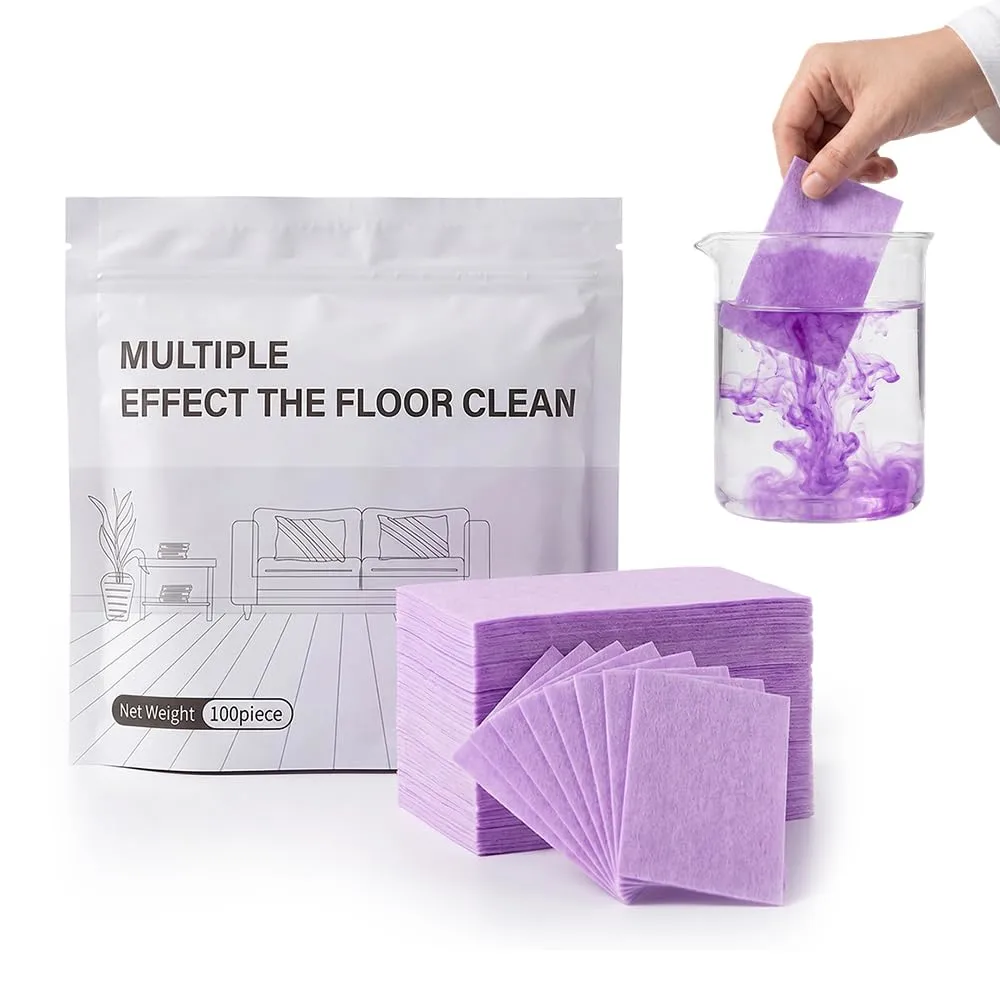 Multi-Effect Floor Clean Tablets, 2026 New Floor Cleaning Tablets Multi-Surface Cleaner, 30/60/100 Pcs Water Soluble Floor Cleaner for Mopping Hardwood, Laminate Floors, Tiles, Glass (Purple, 60 Pcs)