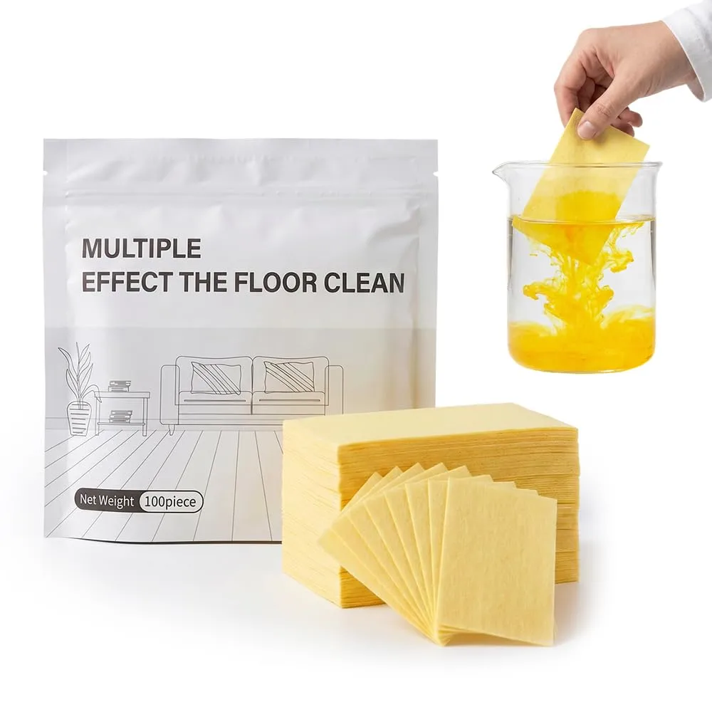 Multi-Effect Floor Clean Tablets, 2026 New Floor Cleaning Tablets Multi-Surface Cleaner, 30/60/100 Pcs Water Soluble Floor Cleaner for Mopping Hardwood, Laminate Floors, Tiles, Glass (Yellow, 60 Pcs)