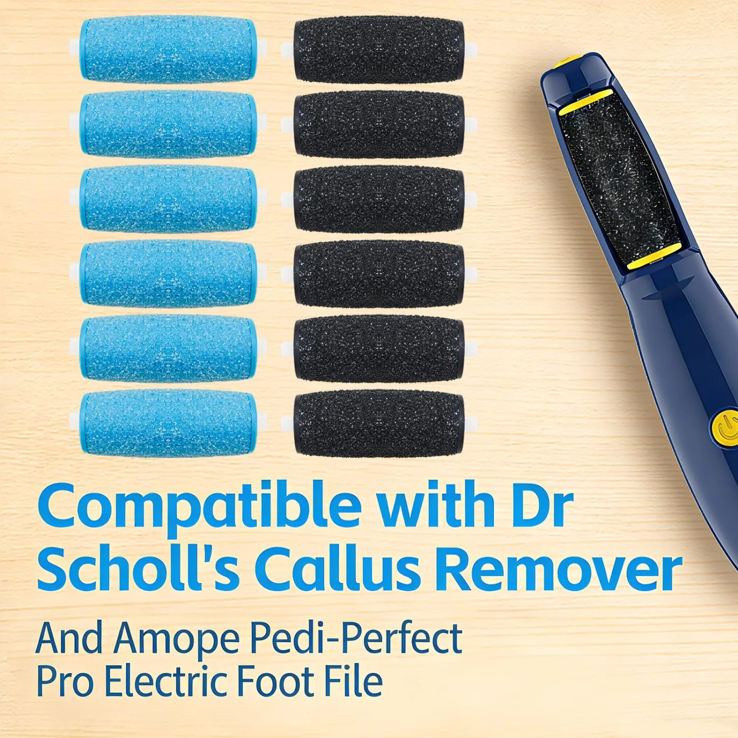 12 Pcs Replacement Rollers Compatible with Dr Scholl's Foot File and Amope Pedi-Perfect Callus Remover Foot File (6 Extra Coarse & 6 Regular Coarse)