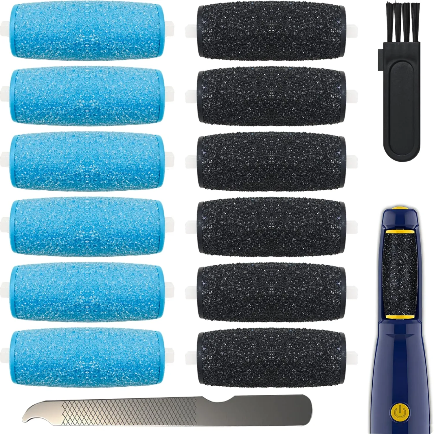 12 Pcs Replacement Rollers Compatible with Dr Scholl's Foot File and Amope Pedi-Perfect Callus Remover Foot File (6 Extra Coarse & 6 Regular Coarse)