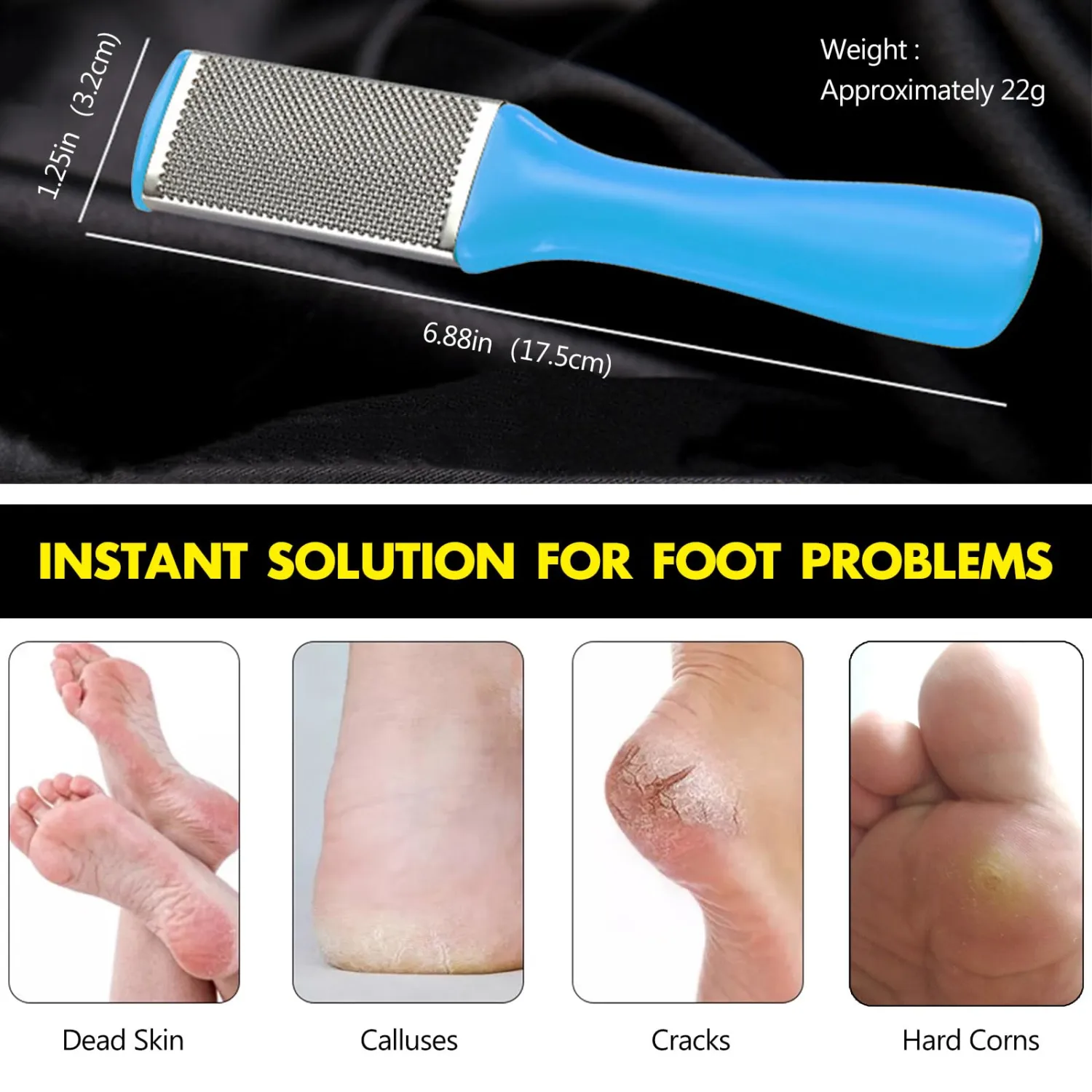 4 Pcs Pedicure Foot Files Callus Remover with Double Sided Feet Rasp for Dead Skin - Professional Foot Care Tools to Removes Hard Skin Corns for Dry and Wet Feet