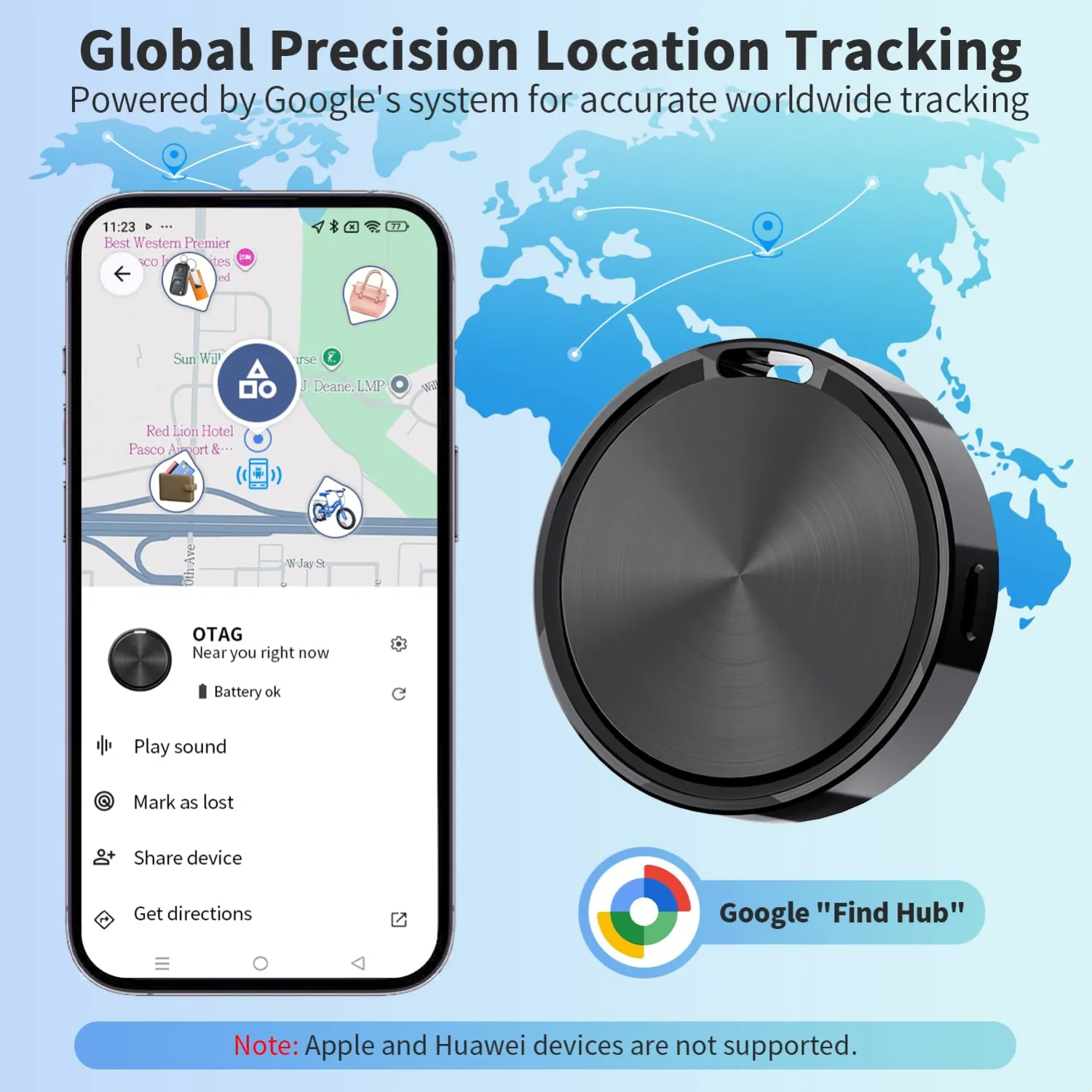 AlR TAG for Android-2 Pack,Android Tracker Tags,2 Year Battery Life,Google Find Trackers for Google'S Find Hub App,IP65 Waterproof Luggage Tracker for Keys,Wallets,Suitcases