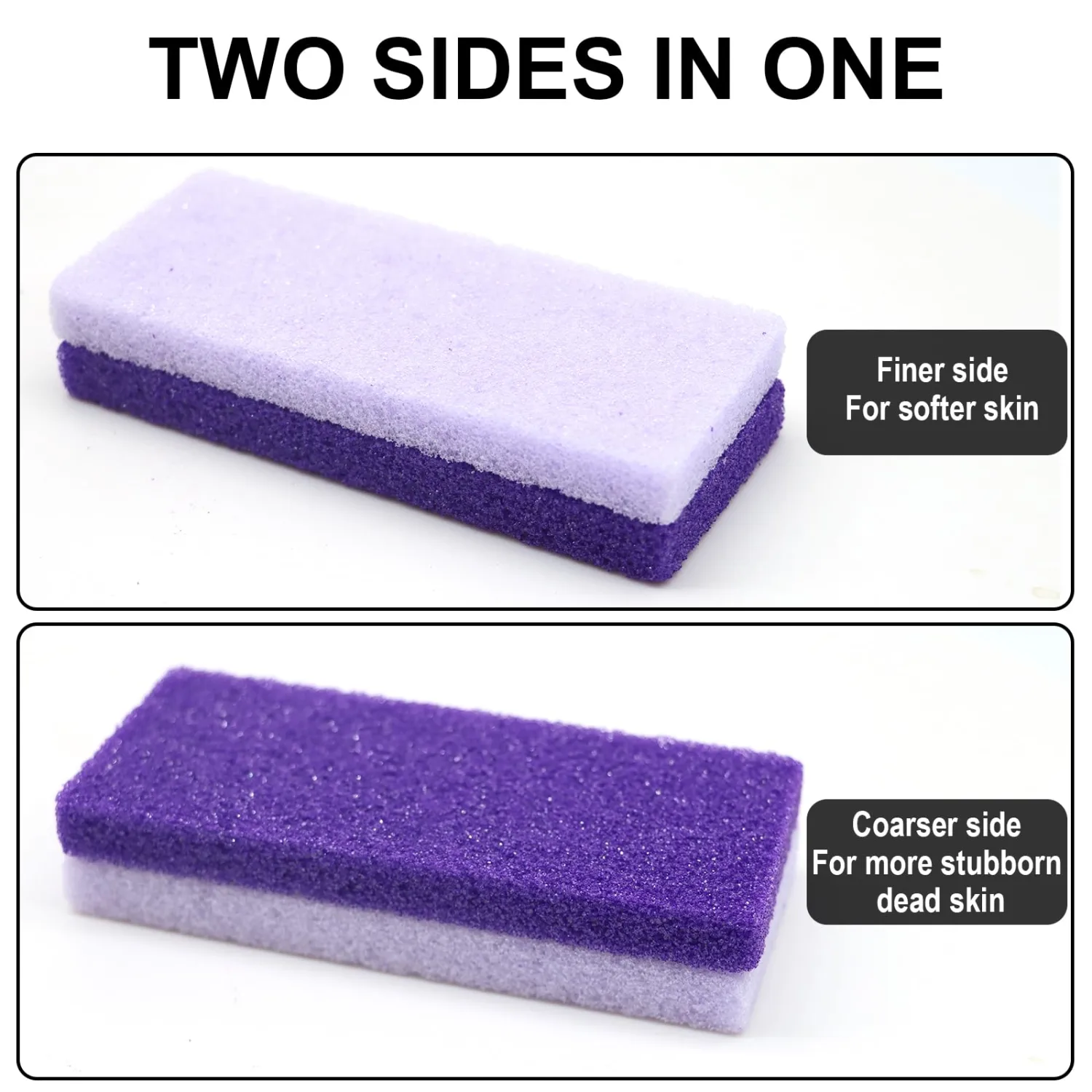 Foot Pumice Stone 2 Pack Pedicure Stone for Feet Pumice Sponge for Feet Callus Remover and Scrubber Double Sided Pedicure Foot Pumice Stone for Feet and Heels Callus and Dead Skins (Purple)