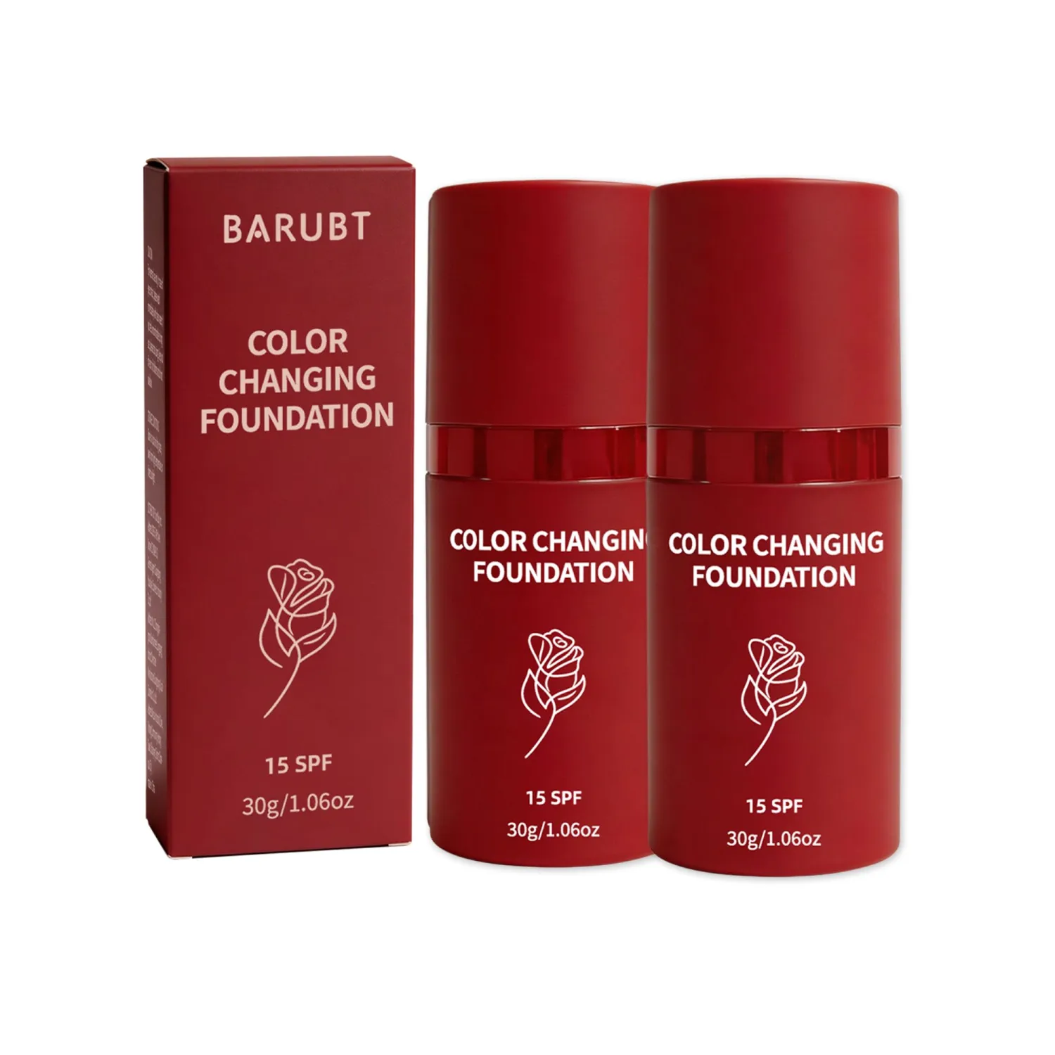 White Color Changing Foundation, Self Adjusting Korean Makeup Base For Mature Skin, Hydrating Liquid Concealer And Sweatproof Face Cosmetic 2PCS 30g/1.06Ounce*2