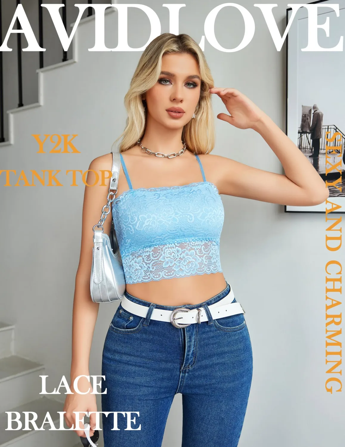 Avidlove Bralettes for Women Lace Spaghetti Strap Tank Top Tube Slim Basic Camisole
