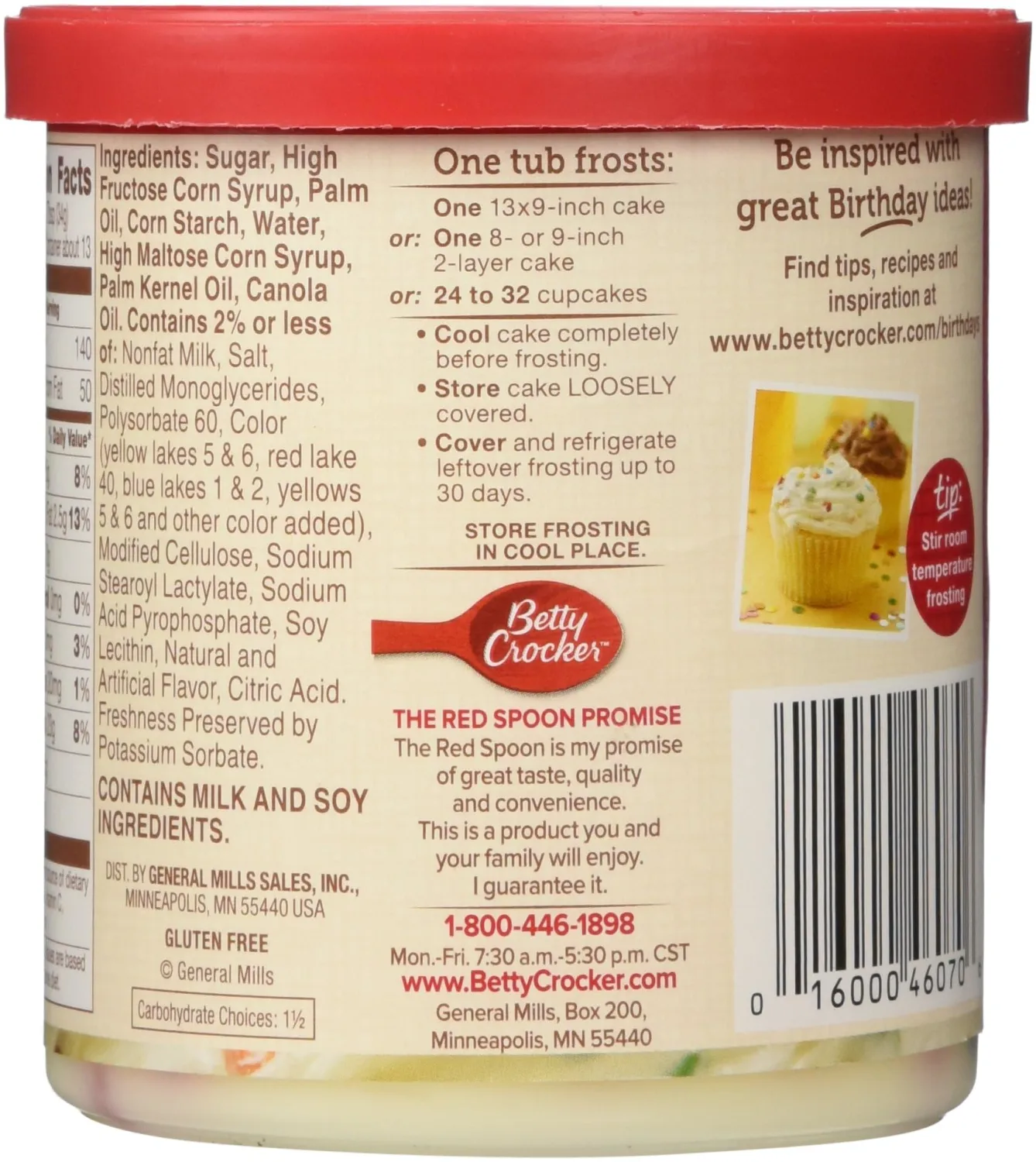 Betty Crocker Gluten Free Rainbow Chip Frosting 16 oz (Pack of 2)