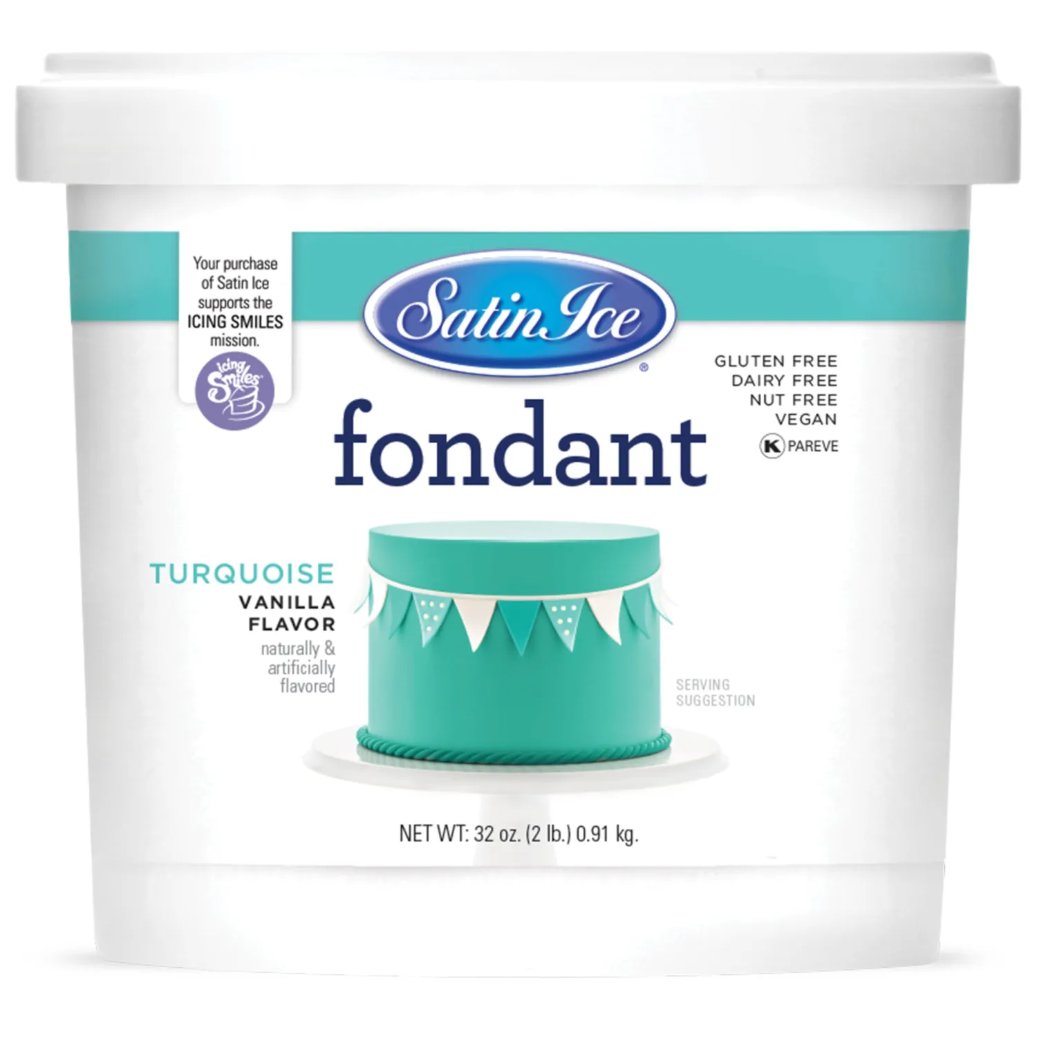 Satin Ice Fondant for Cake Decorating, Turquoise (2 Pound)