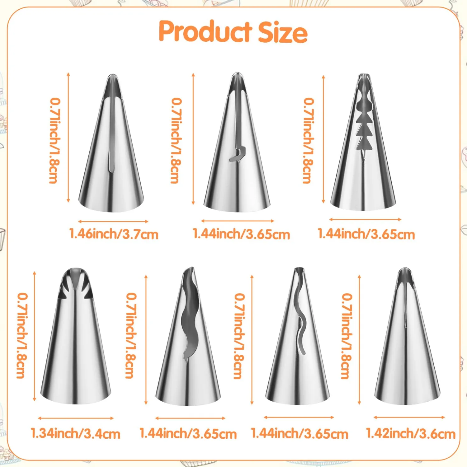 Frosting Bags and Tips, 7 Pcs Stainless Steel Russian Nozzles Cake Icing Tools with 20 Piping Bags Frosting Pipings Kit for Pastry Fondant Cupcakes Cake Decorating