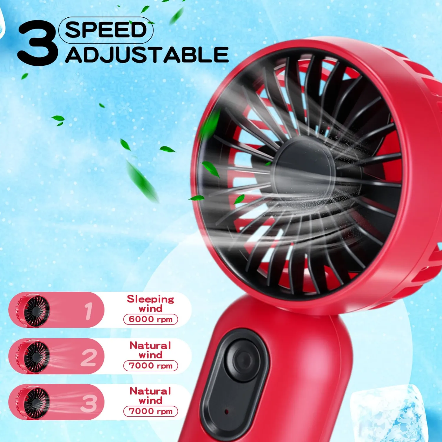 Rossesay 12 Pack Mini Portable Handheld Fan Bulk for Travel 3 Speeds, Rechargeable USB Battery Operated, Small Personal Eyelash Fans for Women Men Indoor Outdoor(Red)
