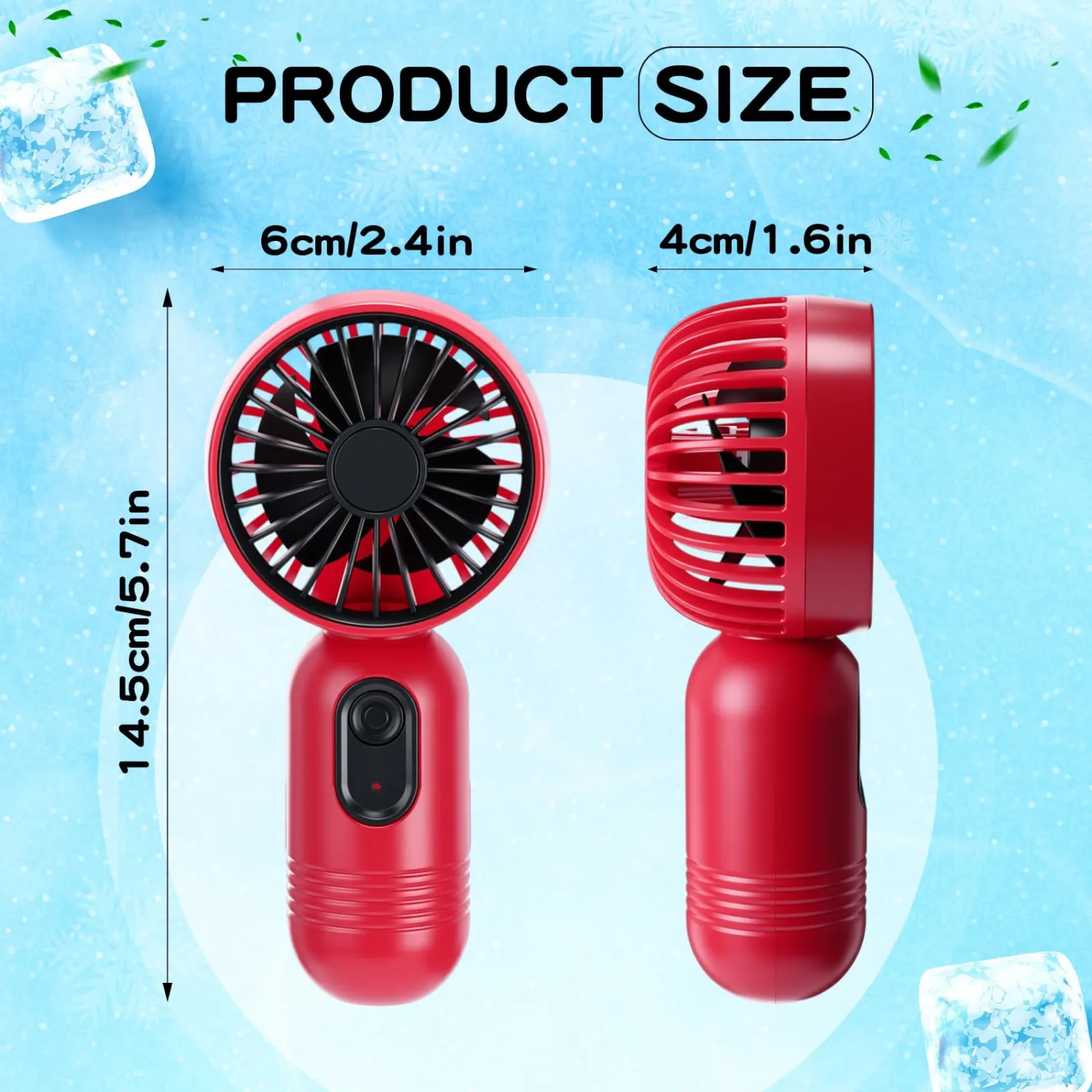Rossesay 12 Pack Mini Portable Handheld Fan Bulk for Travel 3 Speeds, Rechargeable USB Battery Operated, Small Personal Eyelash Fans for Women Men Indoor Outdoor(Red)