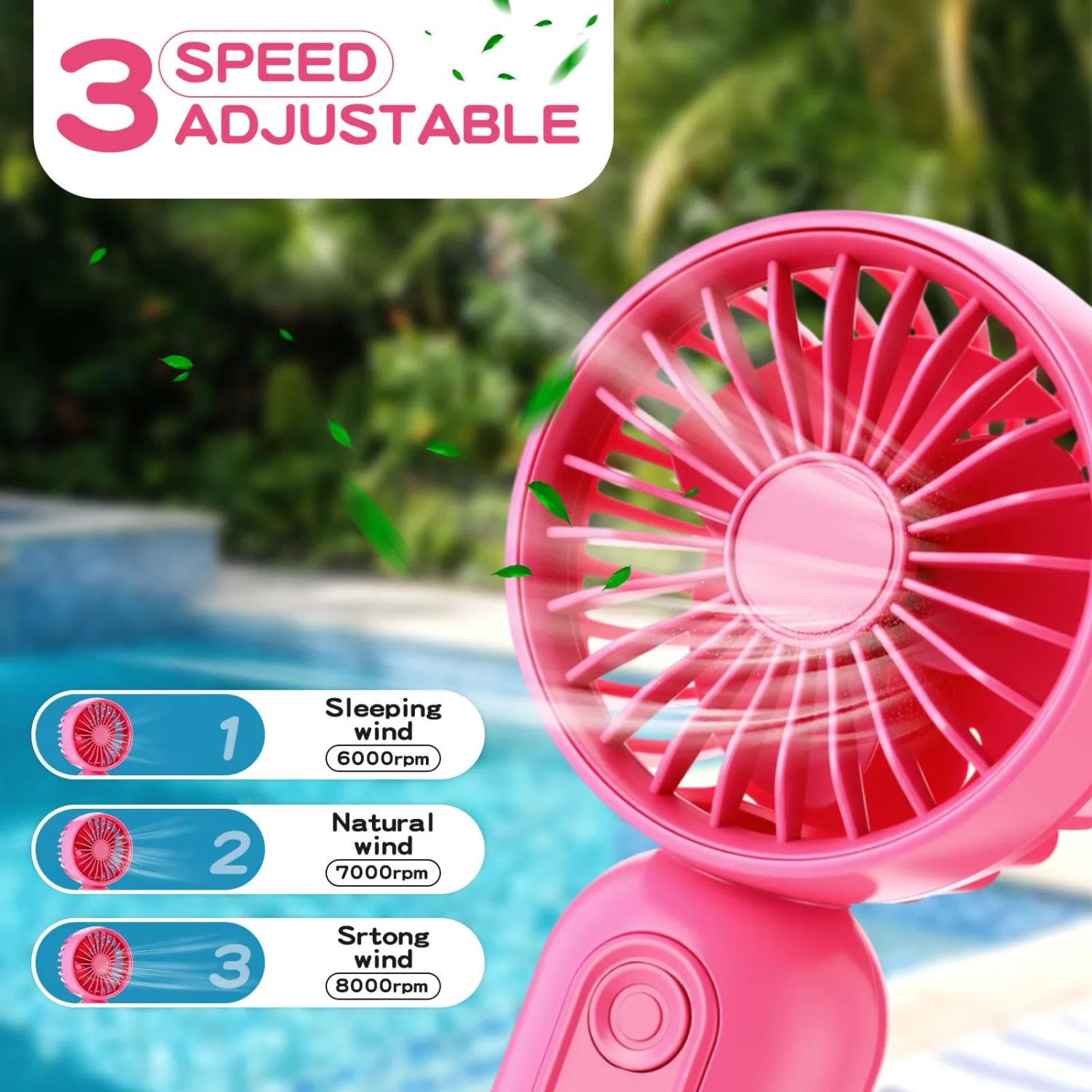 Rossesay 12 Pack Mini Portable Handheld Fan Bulk for Travel 3 Speeds, Rechargeable USB Battery Operated, Small Personal Eyelash Fans for Women Men Indoor Outdoor(Rose Red)