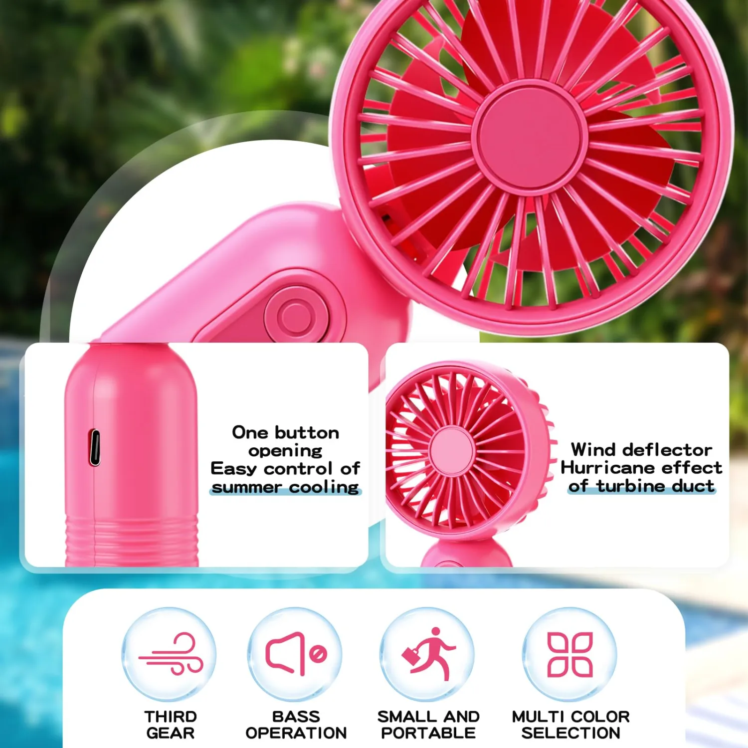 Rossesay 12 Pack Mini Portable Handheld Fan Bulk for Travel 3 Speeds, Rechargeable USB Battery Operated, Small Personal Eyelash Fans for Women Men Indoor Outdoor(Rose Red)