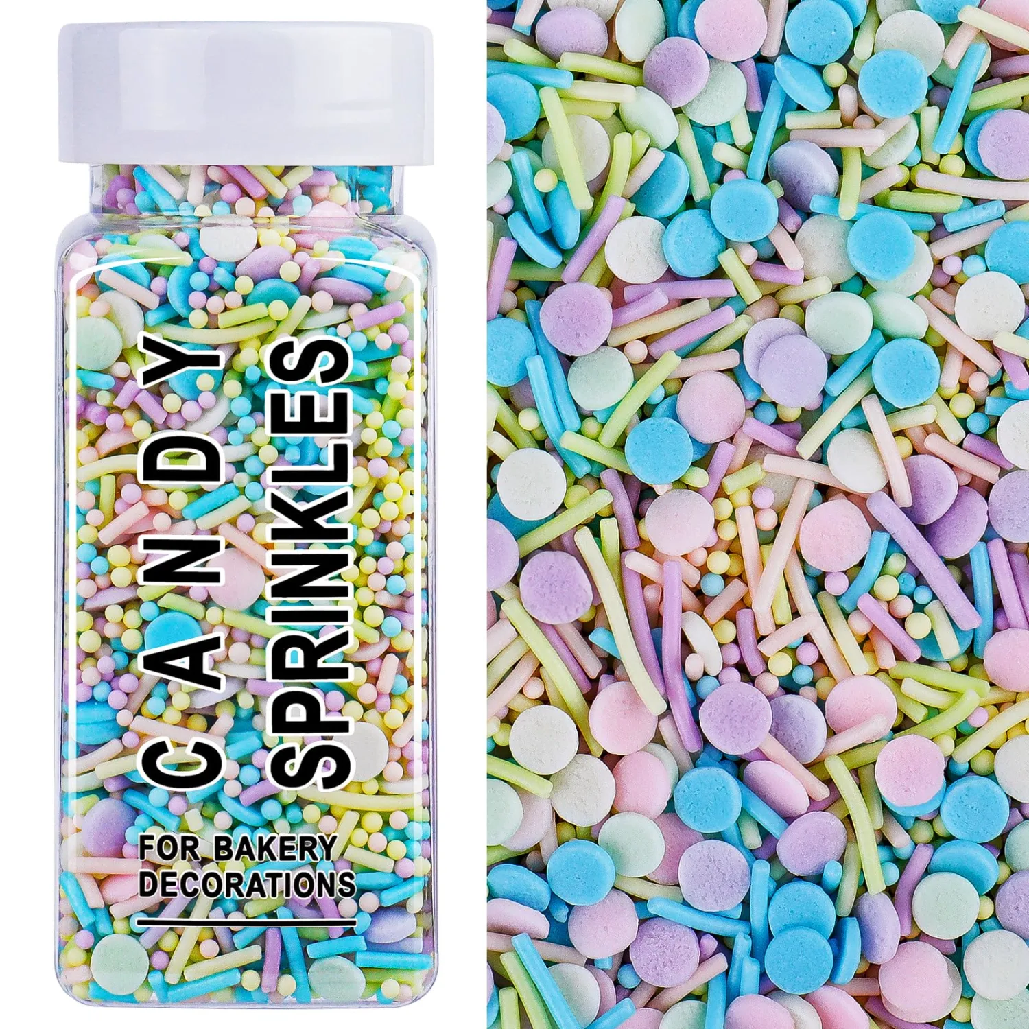 Pastel Sprinkles for Cake Decorating, 4.6oz Ice Cream Sprinkles 3-Mix Nonpareils Confetti Jimmies for Cupcakes Ice Cream Dessert