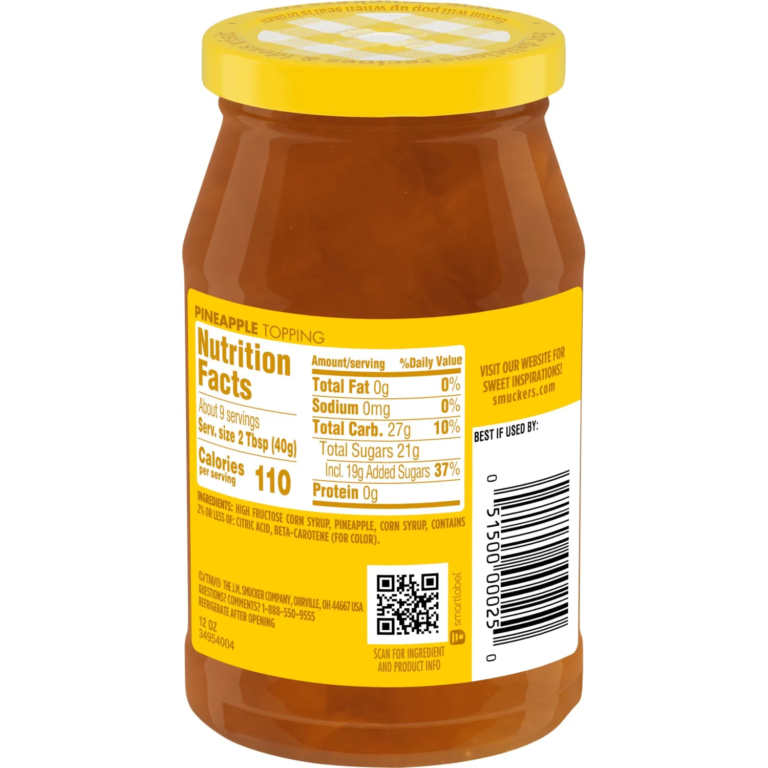 Smucker's Pineapple Topping, 12 Oz. Jar