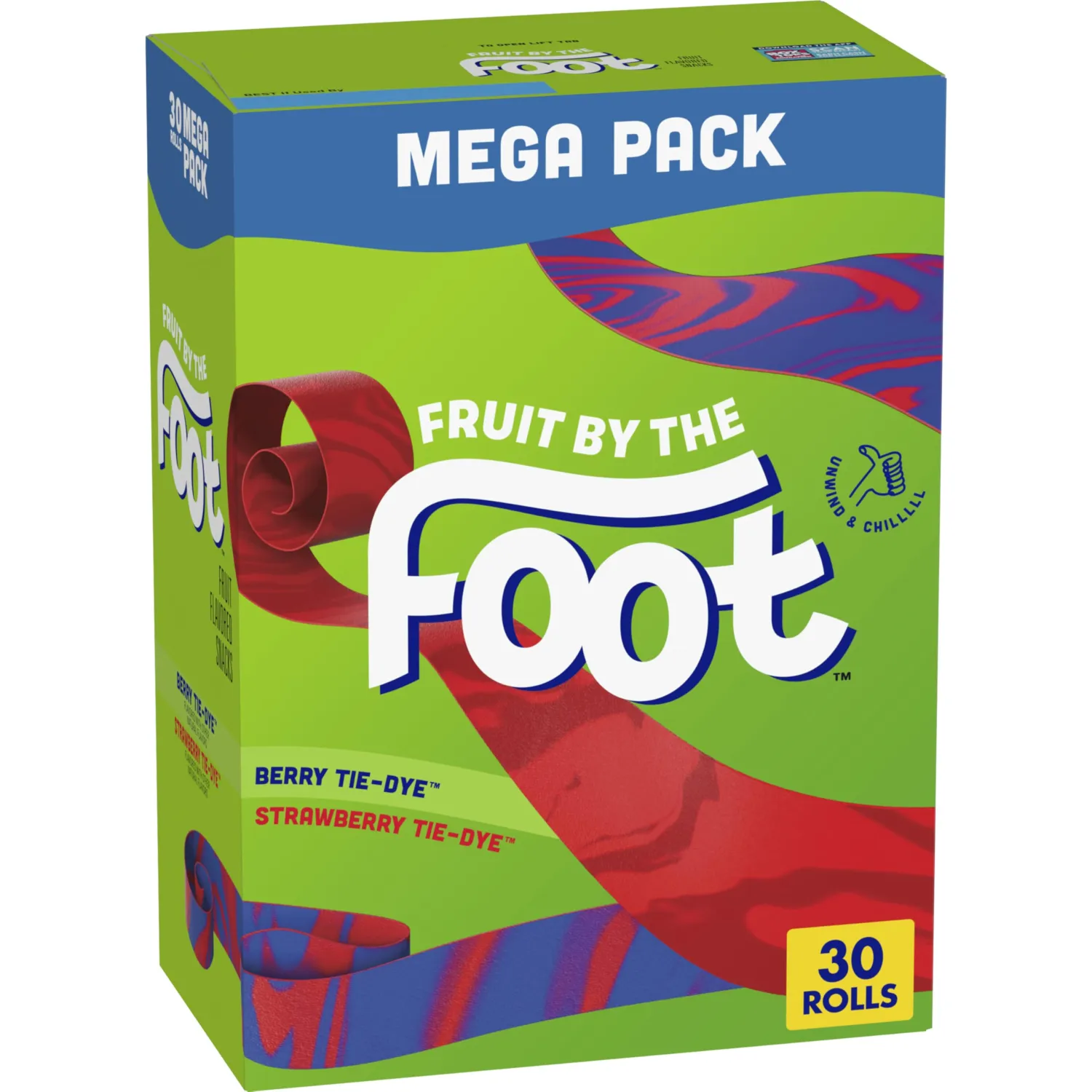 Fruit By the Foot Berry Tie-Dye and Strawberry Tie-Dye Fruit Flavored Snacks 30 Count, 22.5 OZ