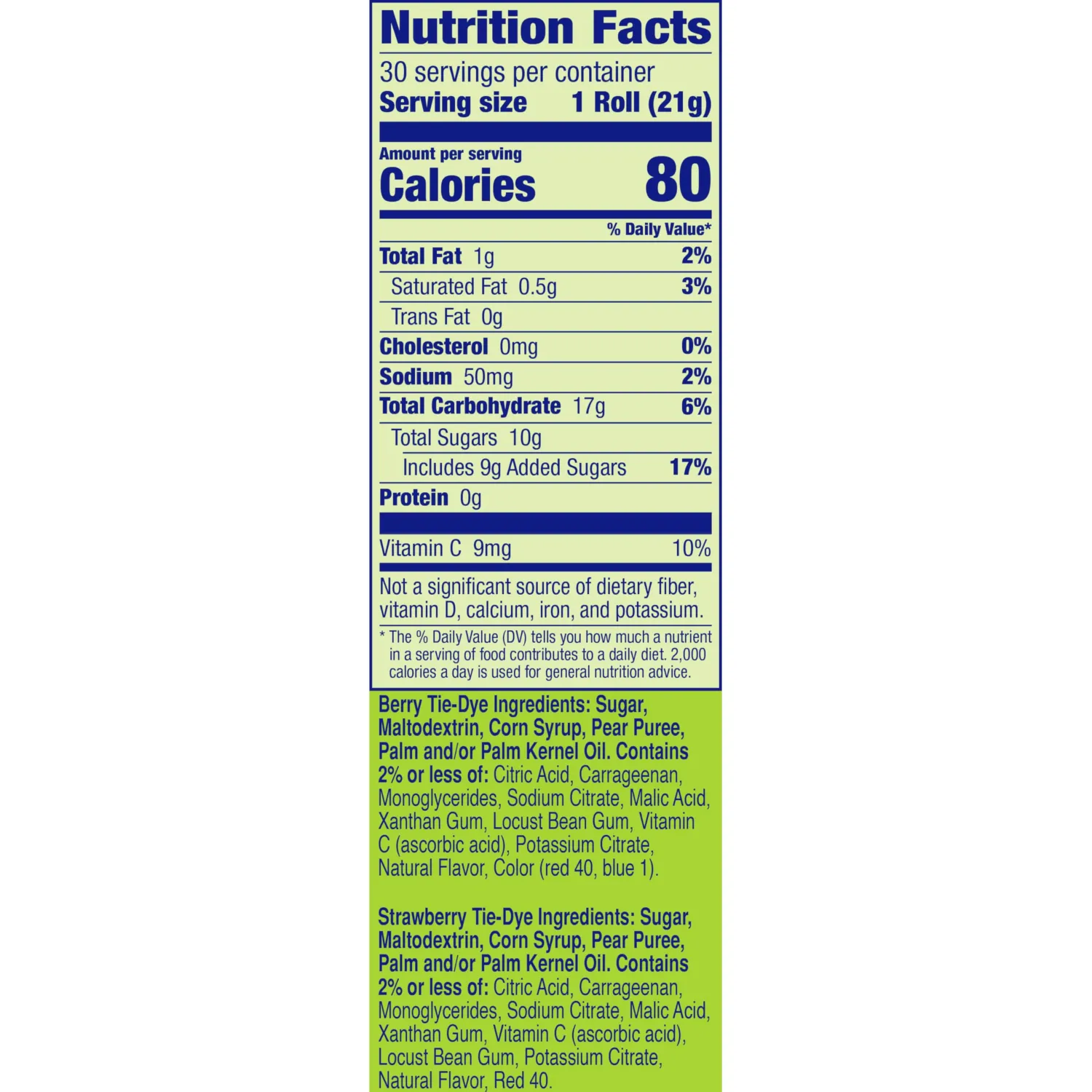 Fruit By the Foot Berry Tie-Dye and Strawberry Tie-Dye Fruit Flavored Snacks 30 Count, 22.5 OZ