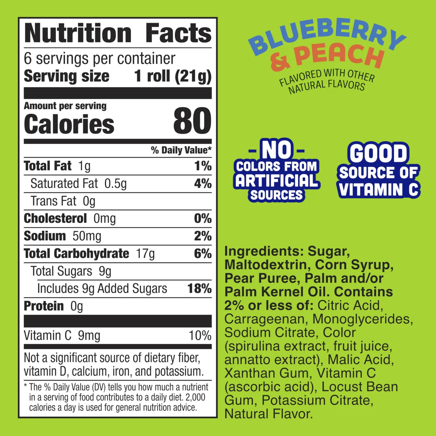 Fruit by the Foot Splitz Fruit Flavored Snacks, Blueberry and Peach, Gluten Free, 6 Rolls, 4.5 oz