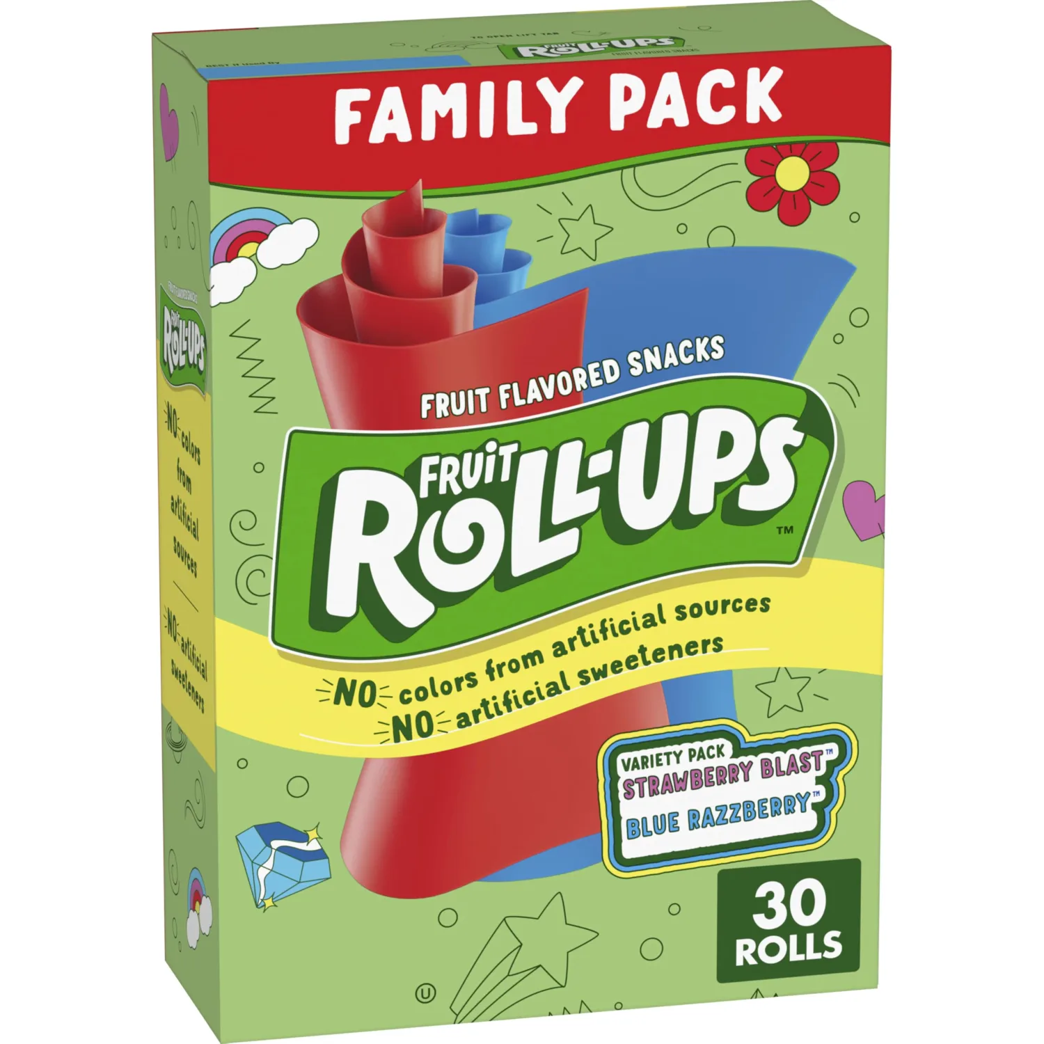 Fruit Roll-Ups Fruit Flavored Snacks, No Colors from Artificial Sources, Gluten Free, Variety Pack, 30 Ct, 15 oz