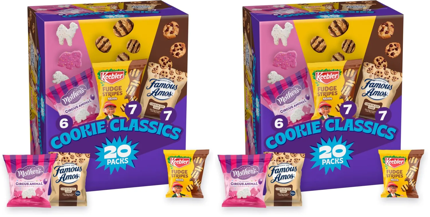 Assorted Cookie Classics Variety Pack - Mother’s Circus, Keebler Fudge Stripes & Famous Amos, 20 Pouch Box, 20 oz (Pack of 2)