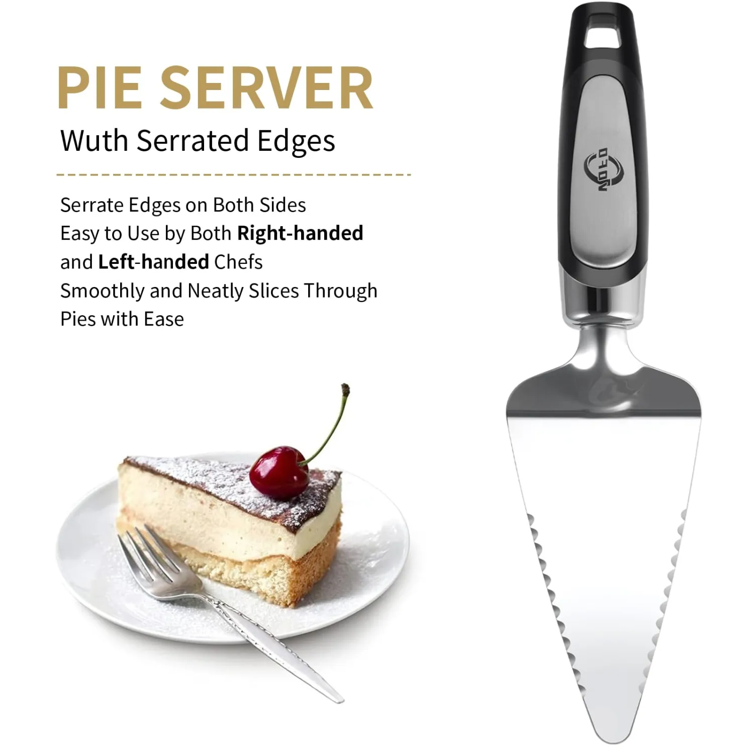 Flatware Pie Server Stainless Steel Cake Pizza Cutter Tart Dessert Slicer (Black)