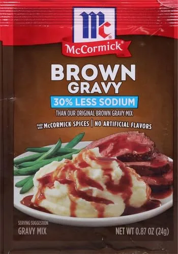 McCormick 30% Less Sodium Brown Gravy Mix, 0.87 oz (Pack of 5)