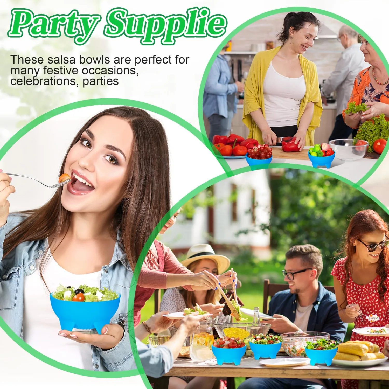 Maxcheck 12 Pcs Salsa Bowls for Party 4.5" Diameter, 10 oz Plastic Mexican Salsa Bowls Guacamole Cute Chips and Food Serving Dish for Party Fiesta Chip Dish Food Candy(Blue)