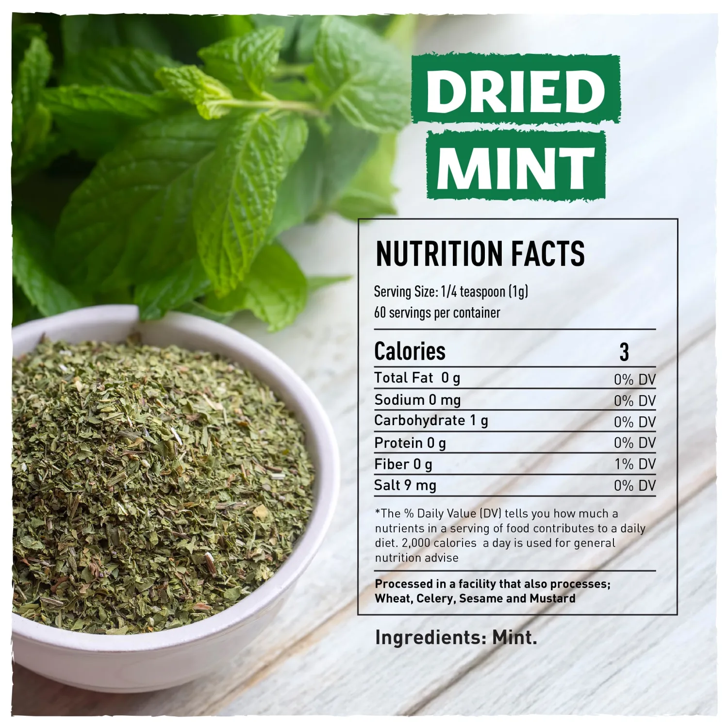 Eastanbul Dried Mint, 2.1oz, Dried Mint for Cooking, Peppermint Leaves, Perfect for Tea Loose Leaf, Peppermint Herb Seasoning,%100 Natural, Non-GMO, Turkish Spice