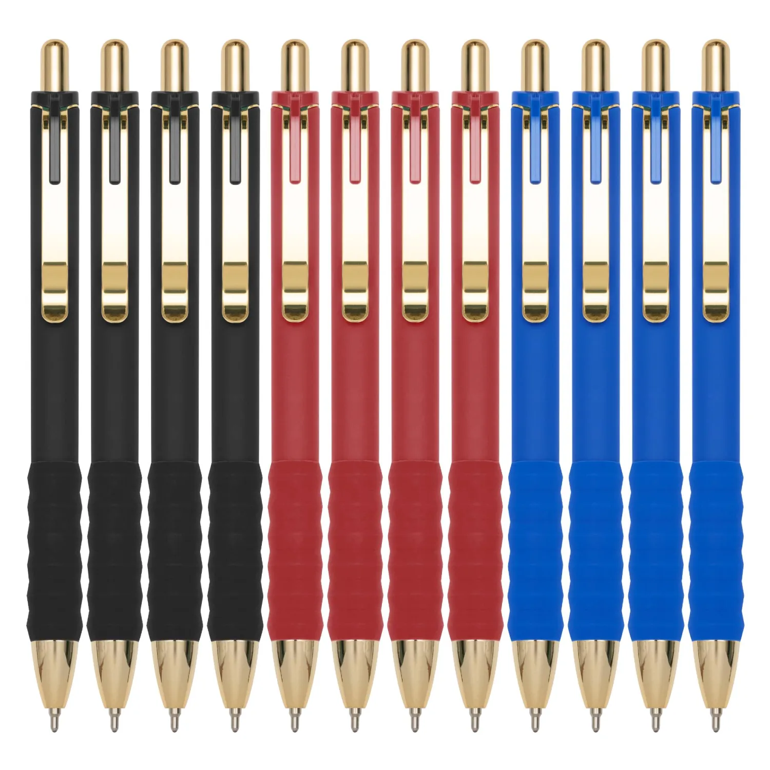 Linbsunne Ballpoint Pens Medium Point 1mm Pen with Super Soft Grip Ball Point Pen for Men Women Retractable Pens (Blue Ink+Black Ink+Red Ink)