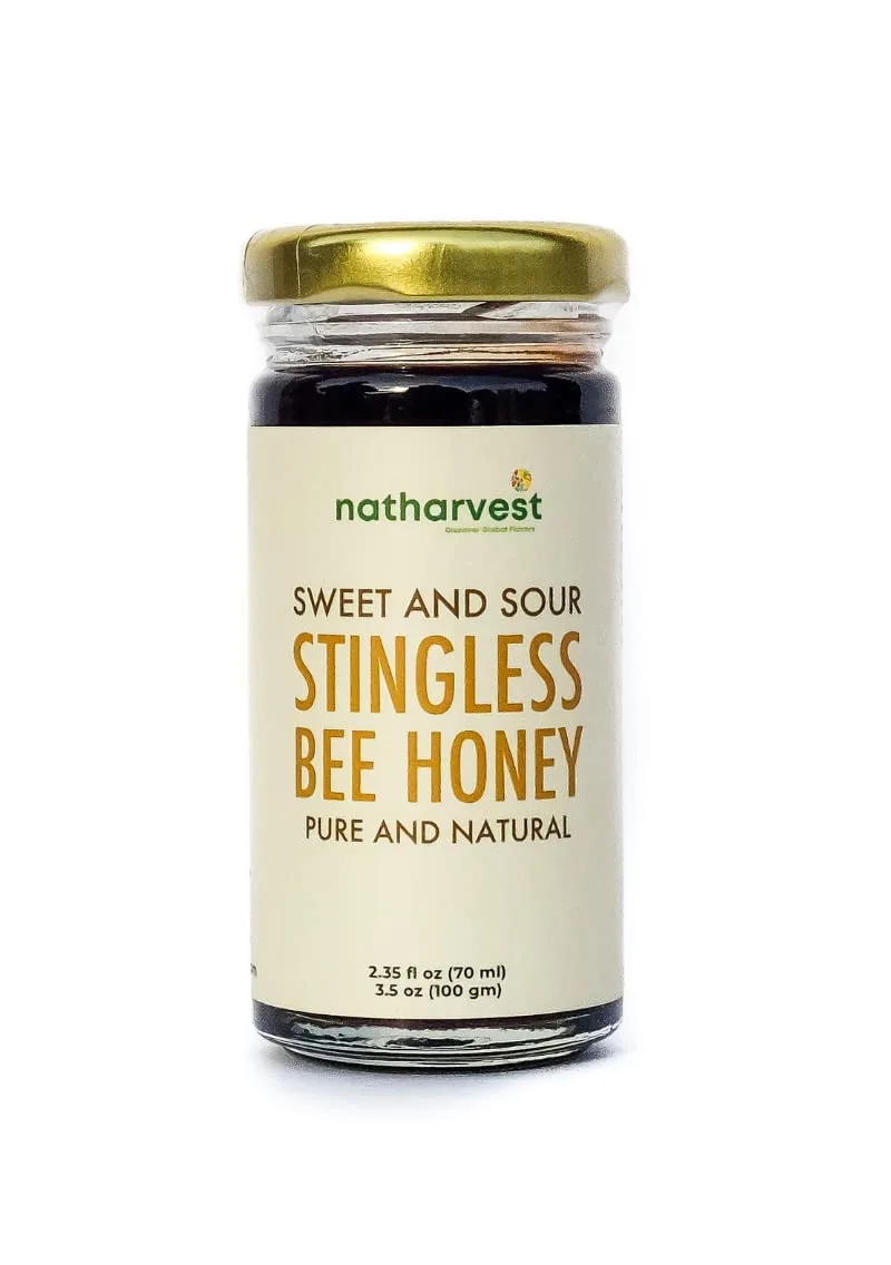 Stingless Bee Honey, Sweet and Sour Meliponini. Contains Low Glycemic Trehalulose, No Sucrose, 2.35 fl oz (70 ml)