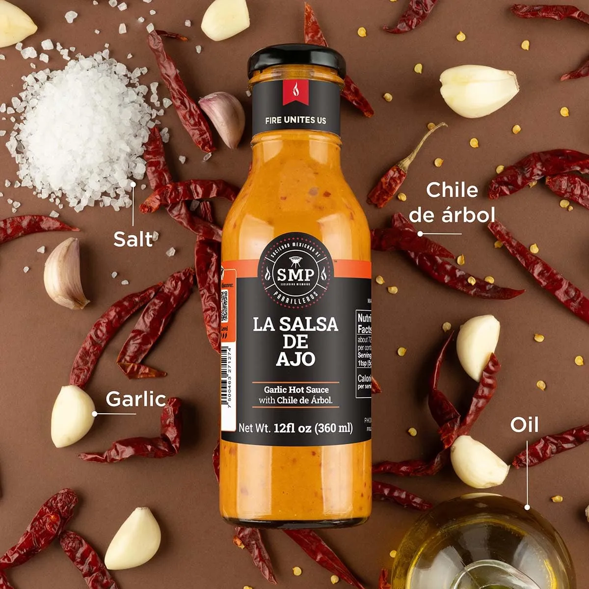 SMP La Salsa de Ajo – Bold, Spicy Garlic Sauce, Creamy Heat for Beef, Pork, Tacos, Burgers & More– 12 oz