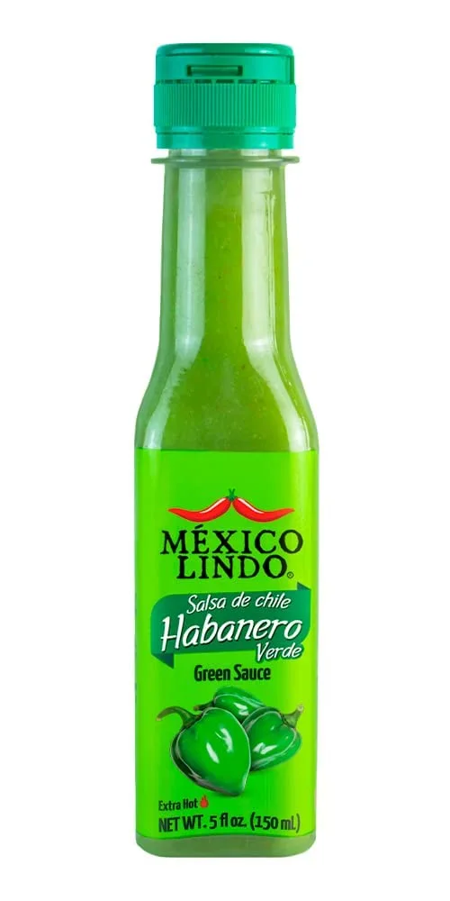 Mexico Lindo Green Habanero Hot Sauce Display, 5 fl oz, Pack of 6