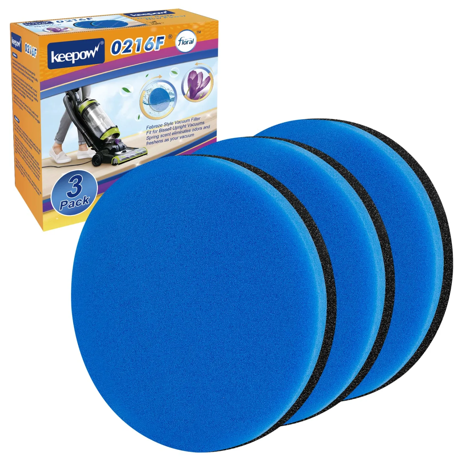 KEEPOW Vacuum Filters Compatible with Bissell Febreze Style 1214 | Compatible with Bissell Cleanview & PowerGlide Pet Vacuum, 3 Pack, Part #12141
