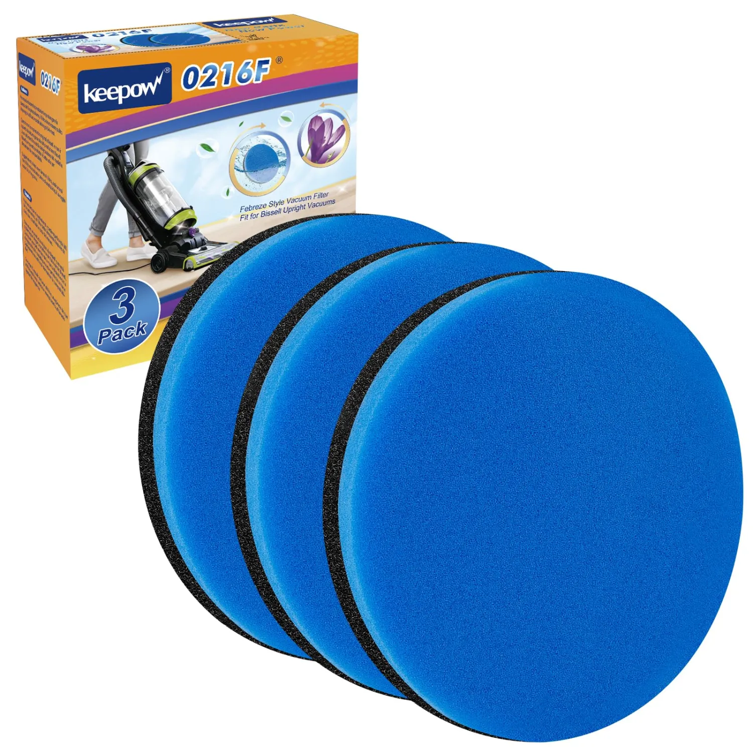 KEEPOW Replacement Filter Compatible with Bissell Cleanview Pet Vacuum | Model 2252 2254 2256 2258, Compatible with PowerGroom PowerForce Powerlifter PowerClean PowerEase, Compare to Parts # 12141