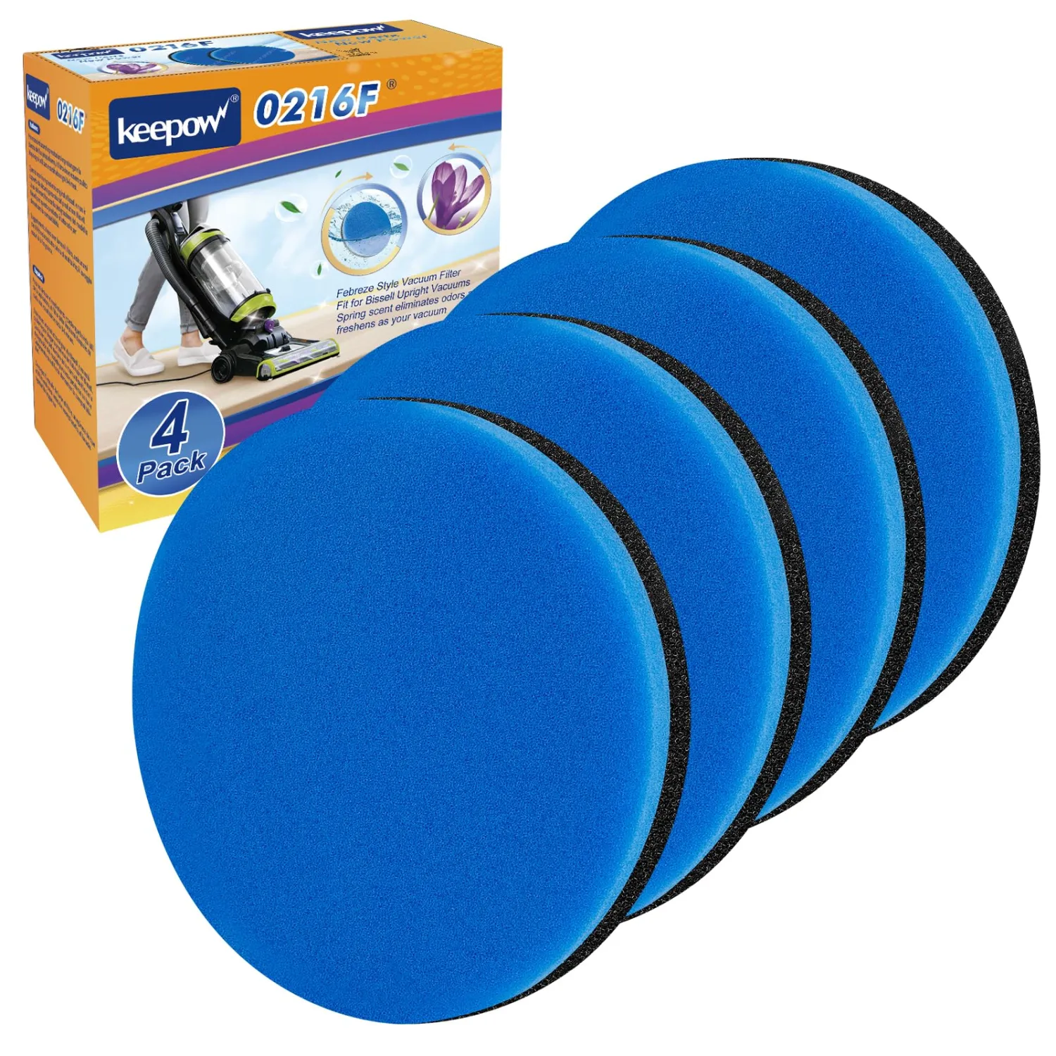 KEEPOW Vacuum Filter Compatible with Bissell Cleanview & PowerGlide Pet | Compare to Part #12141, 4 Pack (No Fragrance)