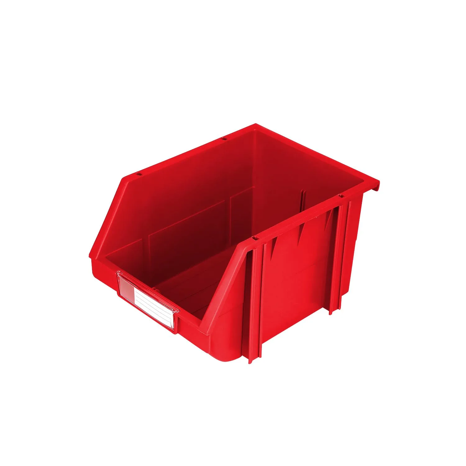 Stackable Storage Bins 2 Pack – 5.9" W x 9.4" D x 4.9" Heavy Duty Polypropylene Organizer, Hangable & Side-Connect Design for Garage, Tools, Parts, Warehouse & Home Storage (RED, MEDIUM)