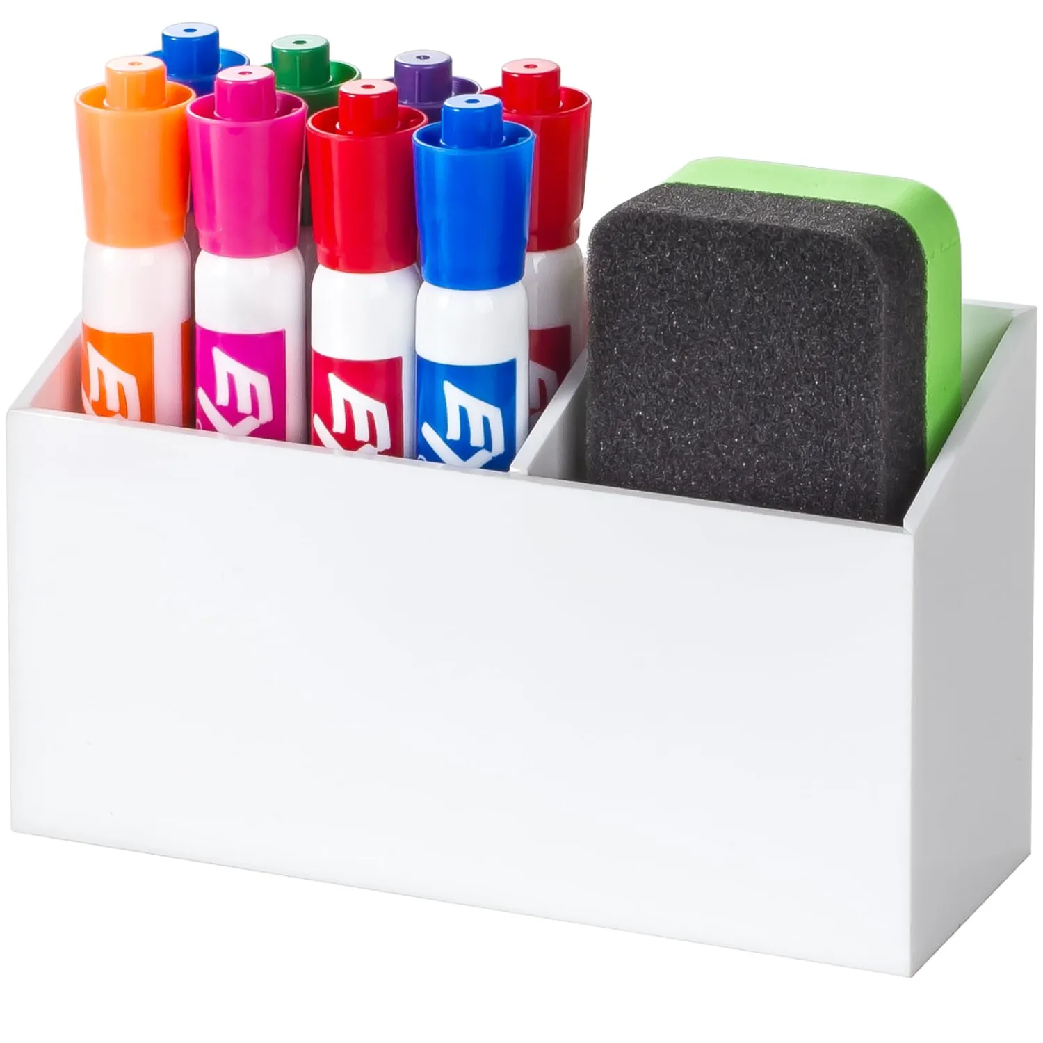 BEYGORM Magnetic Dry Erase Marker Holder for Whiteboard,Non-slip Acrylic Magnet Pen Holder for Fridge Refrigerator,Locker Organizer for Work,Locker Accessories,Pencil Cup for Desk(White)