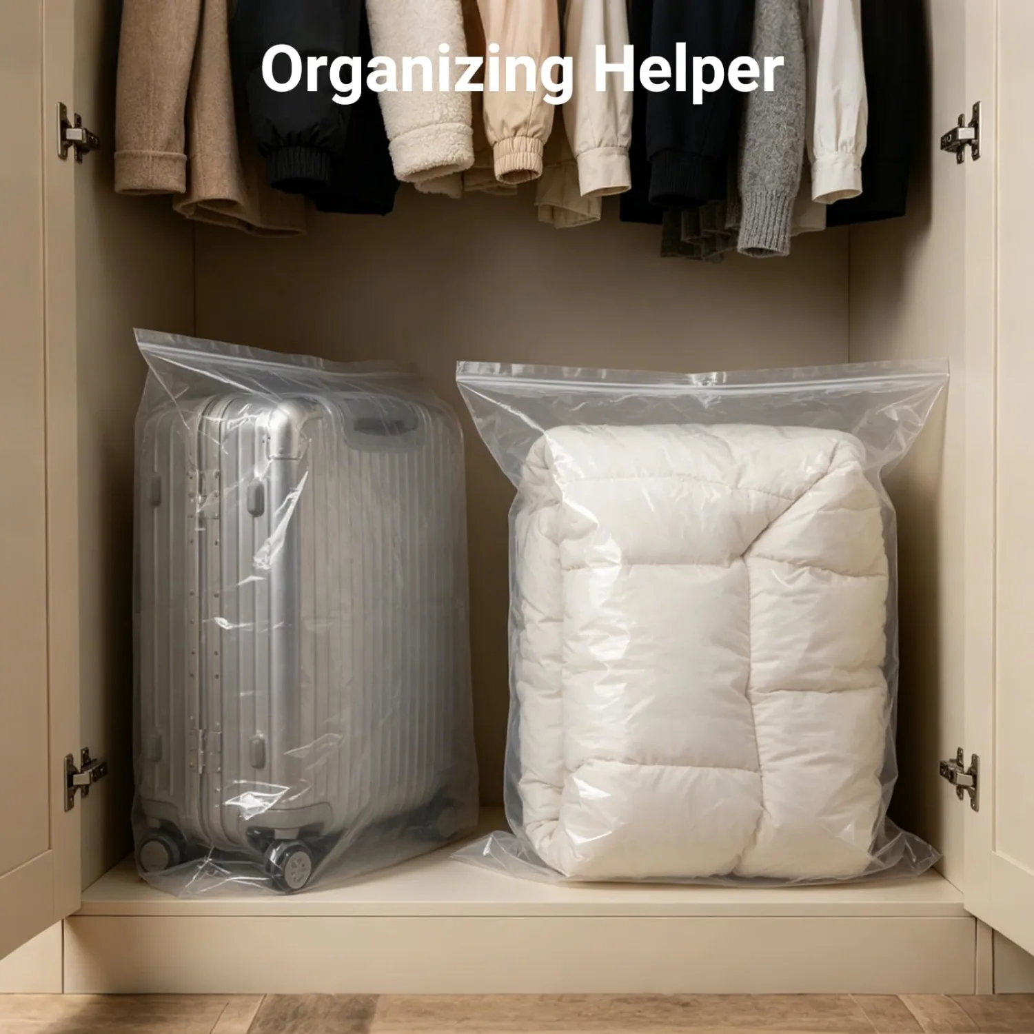 4.72 mil Super Thick 20 Gallon Storage Bags with Zipper - 24"x33" Extra Large Clear Plastic Storage Bags for Clothes, Moving, Travel, 10 Pack