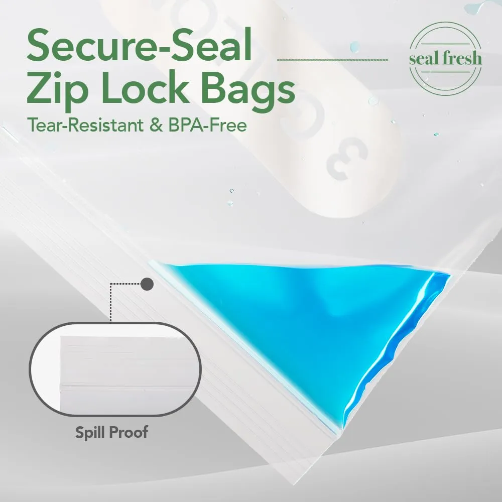 Seal Fresh 3 Gallon Large Plastic Storage Bags – 16" x 18" (30 Count) – Reusable XXL Extra Large Clear Jumbo Zip Bags with Sealable Zipper Top For Clothes, Travel, Moving