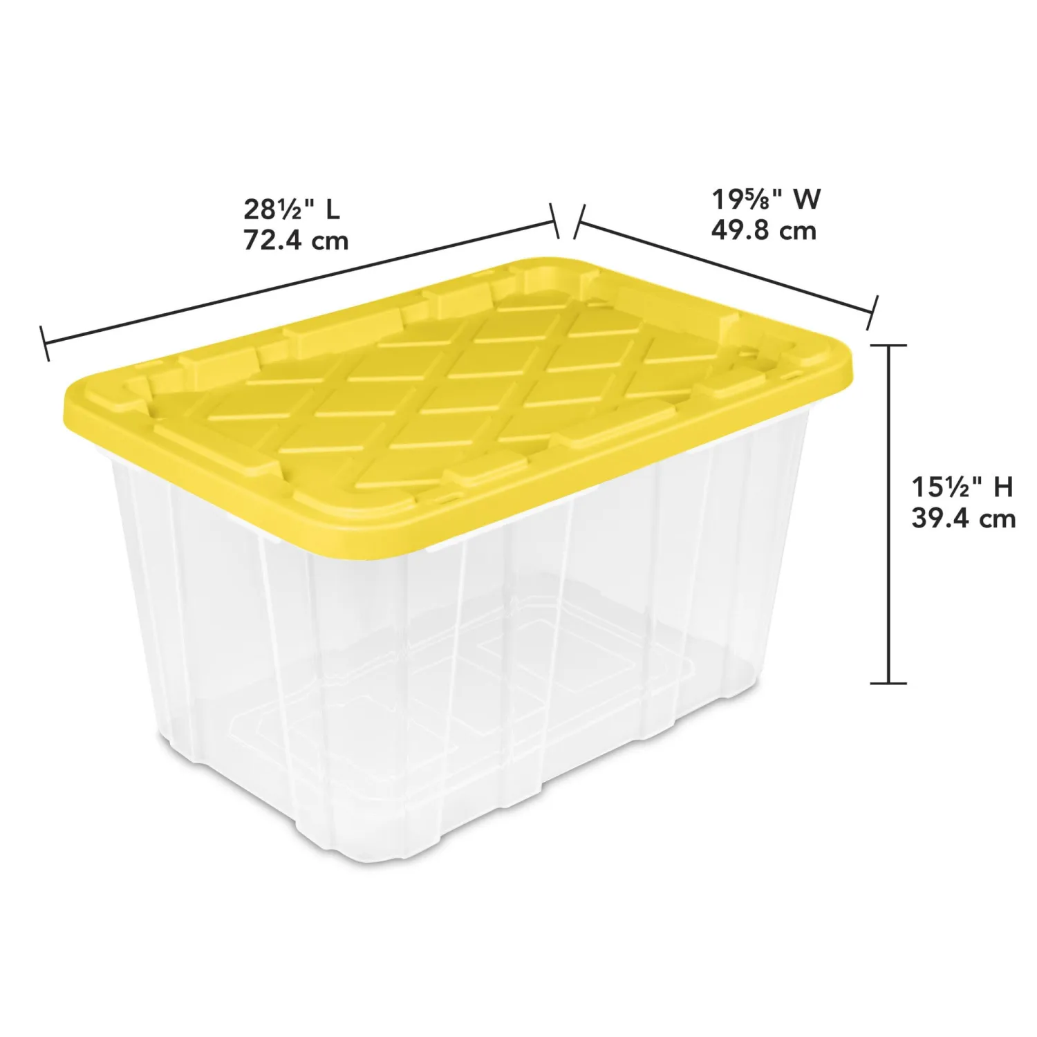 Sterilite 4-Pack Industrial Storage Box, Plastic Container Bins w/Lids, 27 Gallon, Yellow - Heavy-Duty Organizing Containers for Closet, Bathroom, and Office