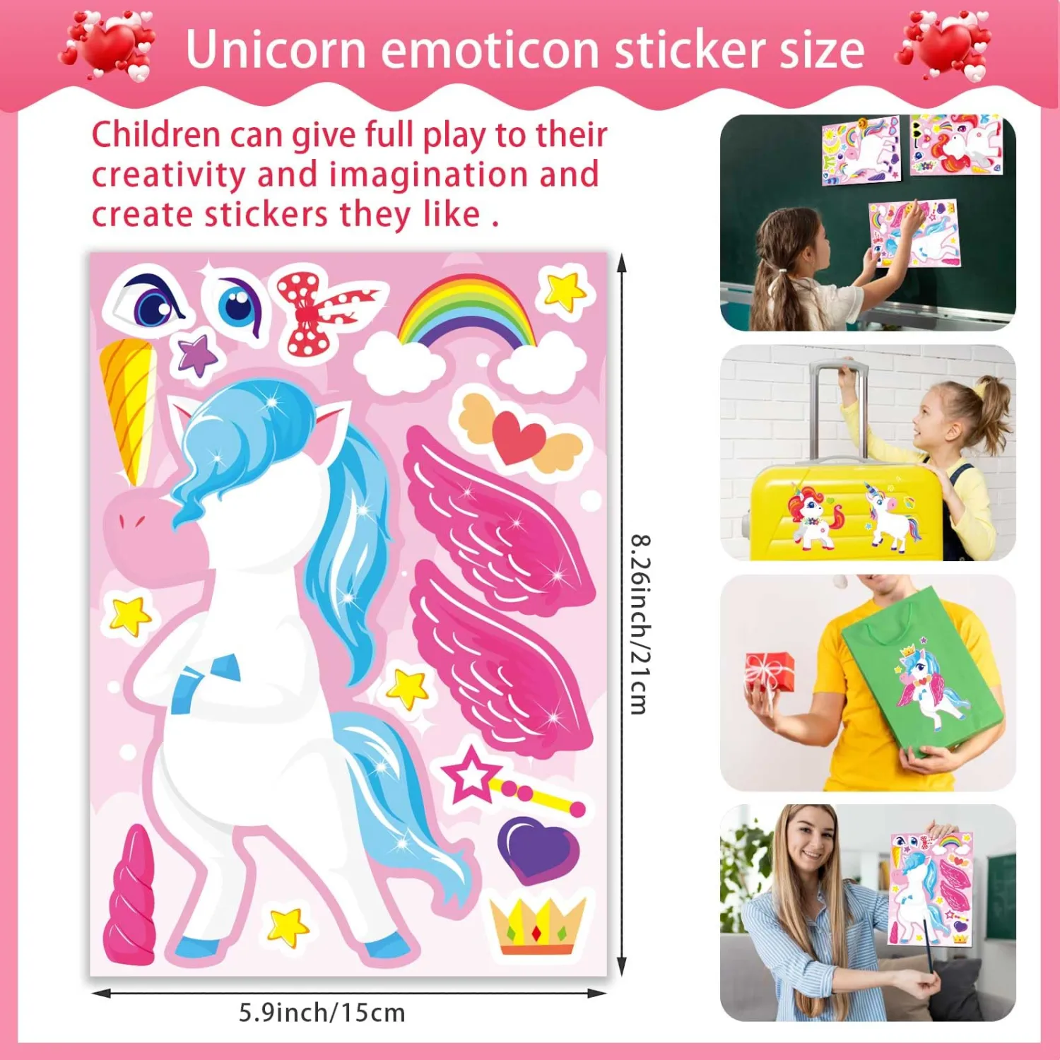 24 Sheets Make Your Own Unicorn Stickers for Kids Toddlers, Make a Face Sticker, Unicorn Stickers for Kids Party Favors Activities