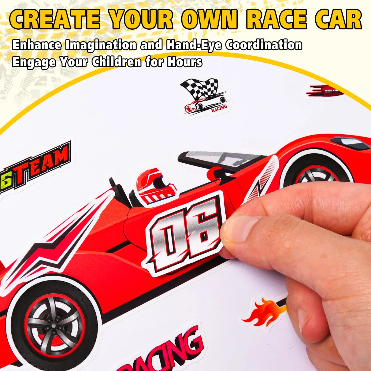 Ozepao 24 Sheets Car Stickers for Kids, Make Your Own Cars Stickers, Race Car Party Favors, Birthday Party Decorations, and DIY Crafts