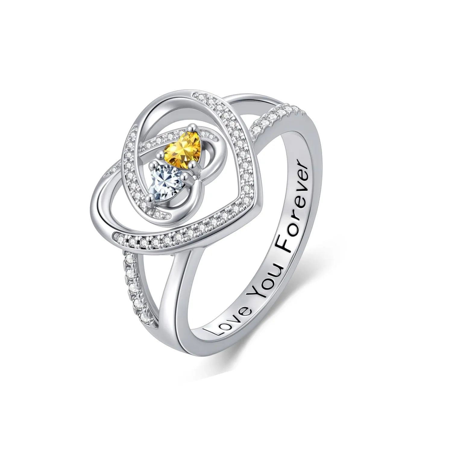 Rings for Women Birthstone Rings for Women Heart Statement Engagement Eternity Wedding Promise Ring Jewelry Anniversary Christmas Valentine's Day Gifts Mothers Day Birthday Gifts for Wife Her Girlfriend