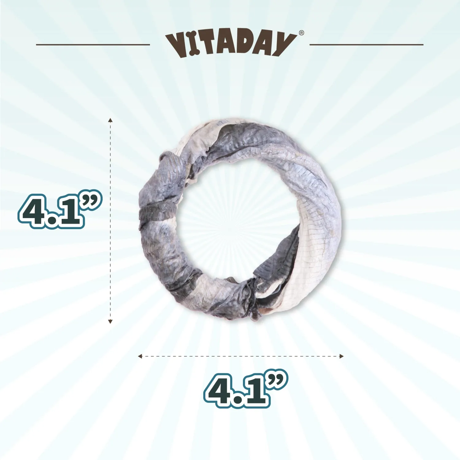 VITADAY 100% Fish Skin Dog Jerky Treats, Ring (L), 3 oz, 1-Pack | Natural dog jerky treats, rawhide alternative, 100% fish skin rich in collagen and omega-3, for all dogs, ring (L), 3 oz