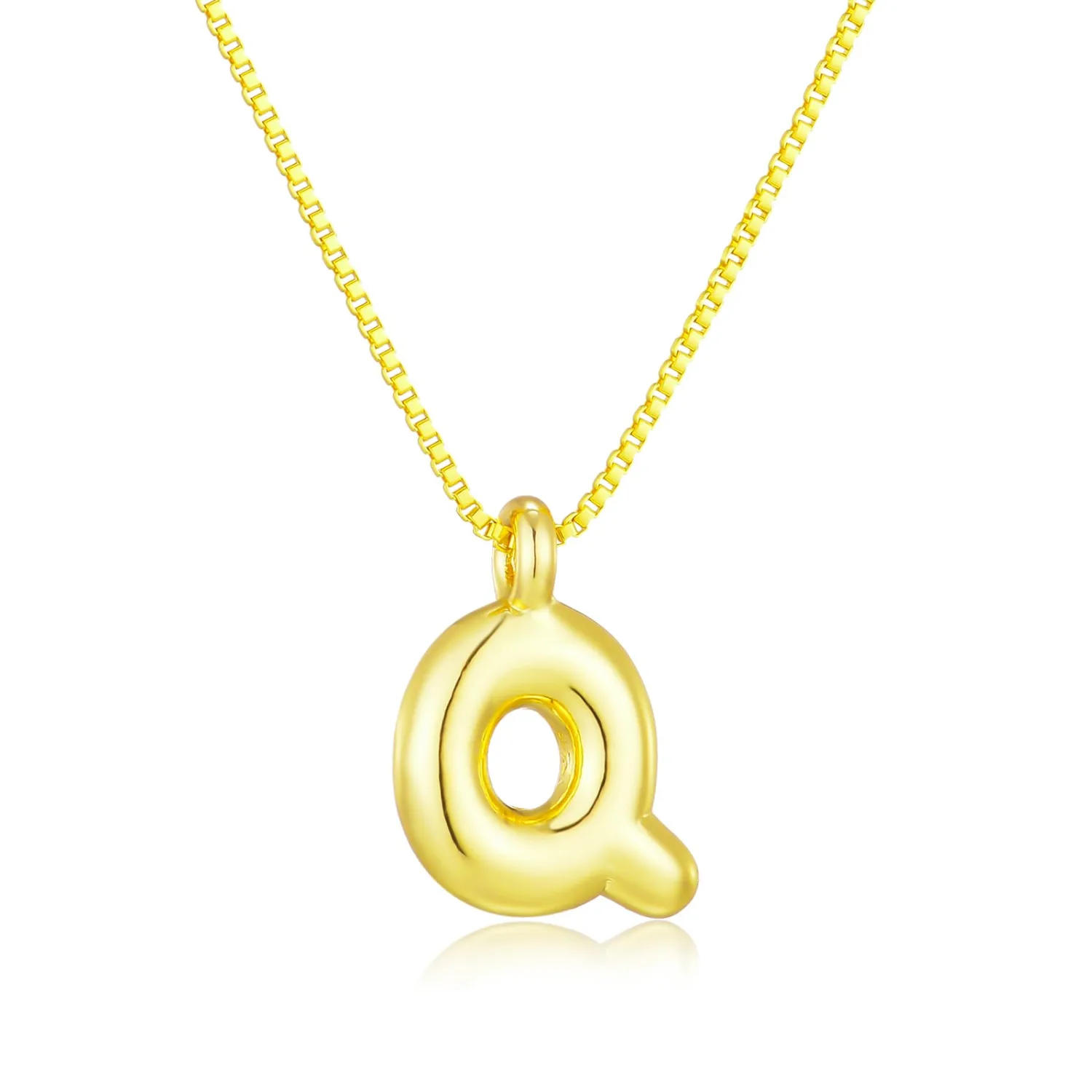 Bubble Letter Necklace Gold Balloon Initial Pendant Necklace Dainty Zirconia Alphabet Name for Women Birthday Jewelry Gifts