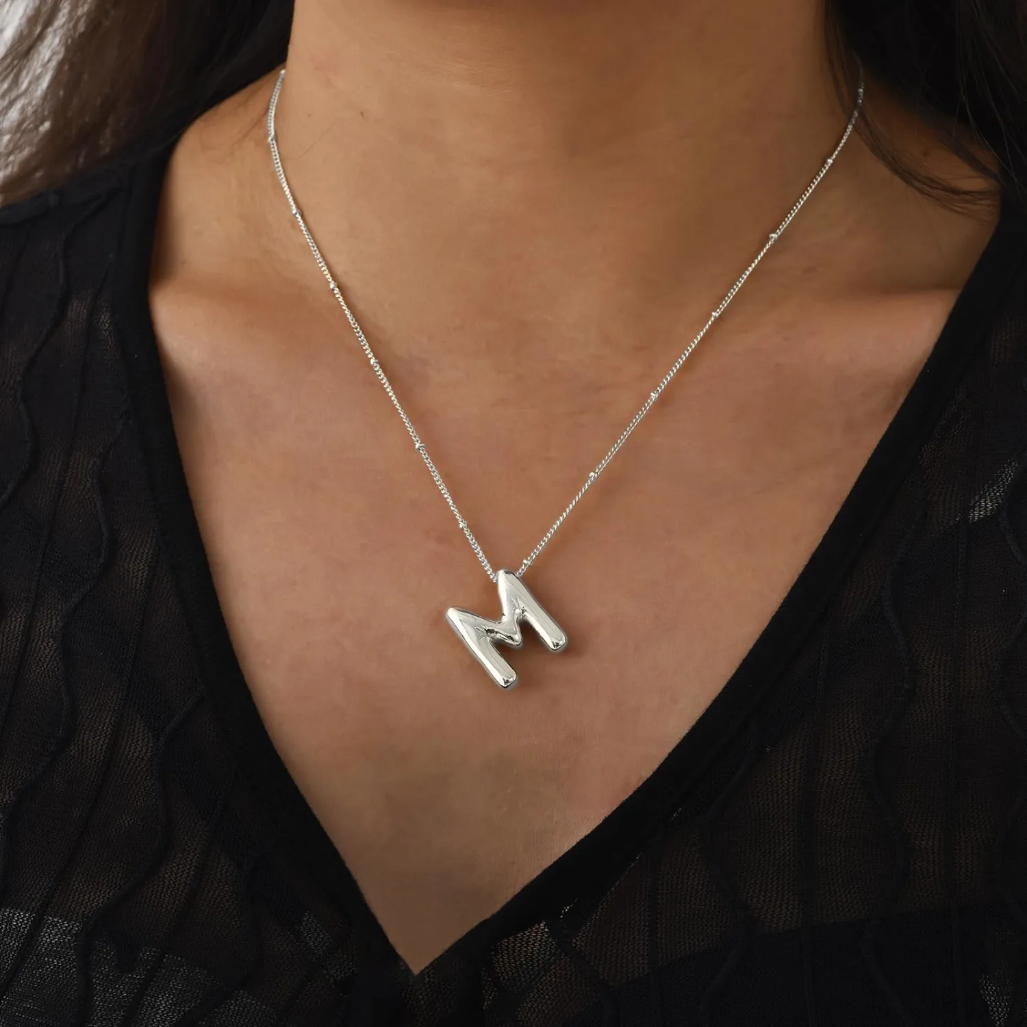 Bubble Letter Necklace Gold Balloon Initial Pendant Necklace Dainty Zirconia Alphabet Name for Women Birthday Jewelry Gifts