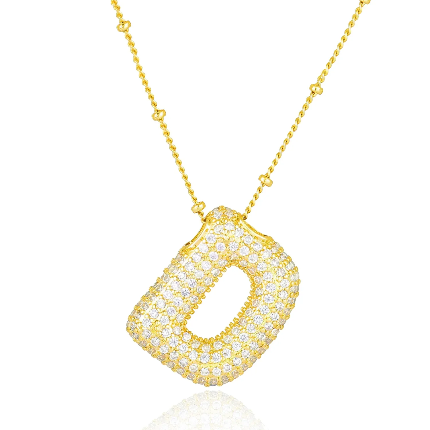 Bubble Letter Necklace Gold Balloon Initial Pendant Necklace Dainty Zirconia Alphabet Name for Women Birthday Jewelry Gifts