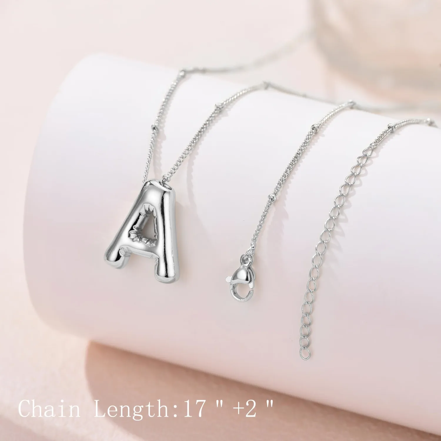 Bubble Letter Necklace Gold Balloon Initial Pendant Necklace Dainty Zirconia Alphabet Name for Women Birthday Jewelry Gifts