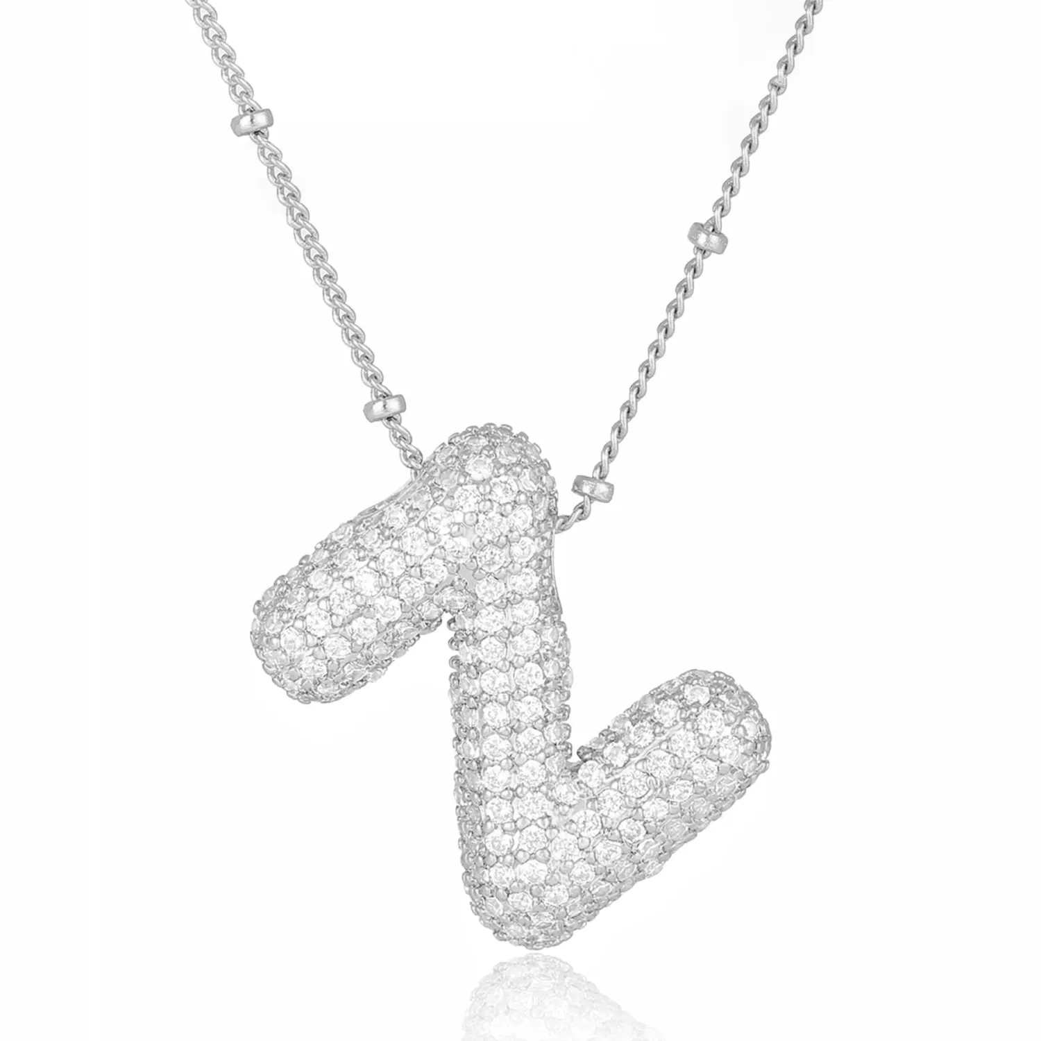 Bubble Letter Necklace Gold Balloon Initial Pendant Necklace Dainty Zirconia Alphabet Name for Women Birthday Jewelry Gifts