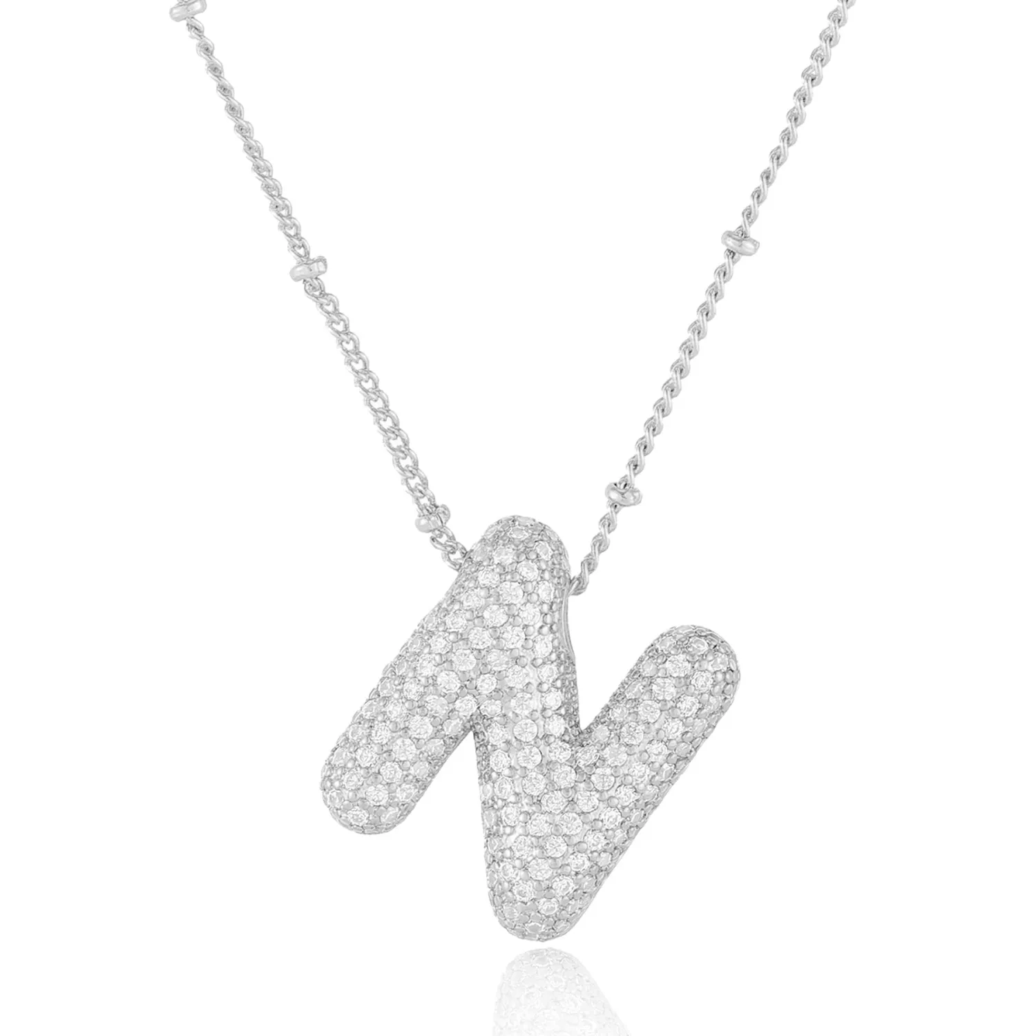 Bubble Letter Necklace Gold Balloon Initial Pendant Necklace Dainty Zirconia Alphabet Name for Women Birthday Jewelry Gifts