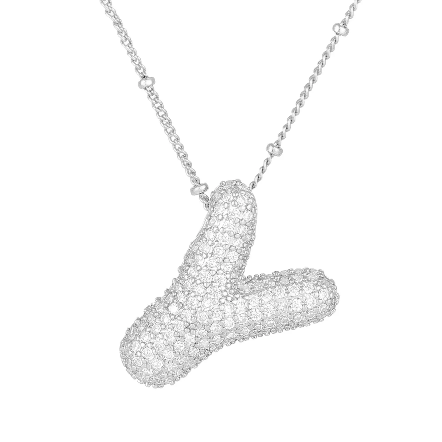 Bubble Letter Necklace Gold Balloon Initial Pendant Necklace Dainty Zirconia Alphabet Name for Women Birthday Jewelry Gifts